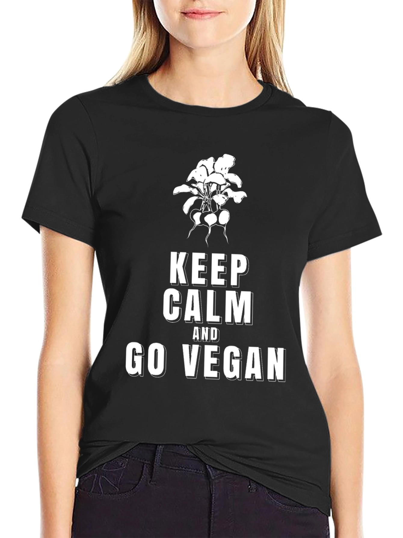 Keep Calm and Go Vegan Black T-Shirt