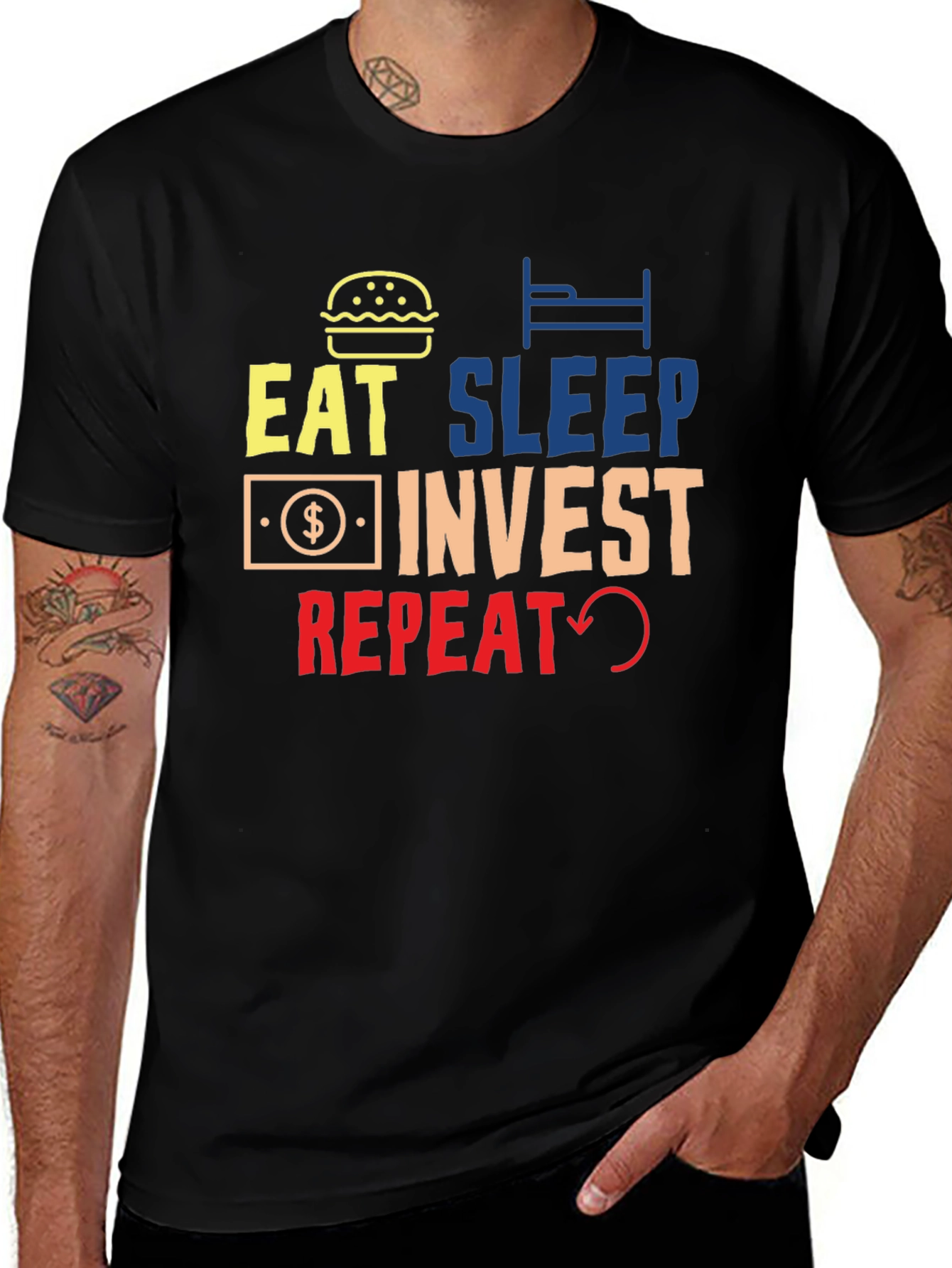 Eat Sleep Invest Repeat Graphic Tee