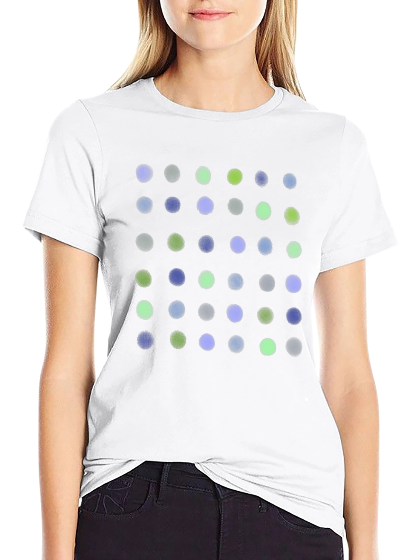 Modern Polka Dot Graphic Tee - Soft Black Cotton
