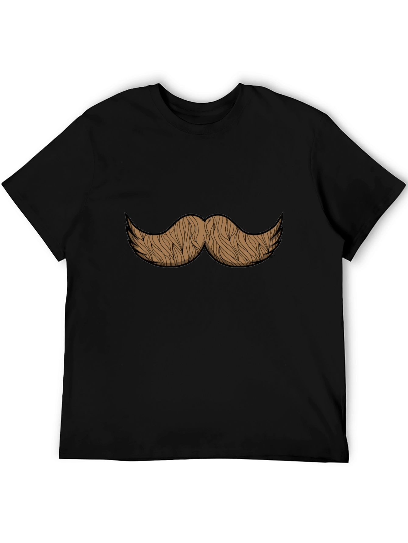 Moustache Graphic Print Black T-Shirt