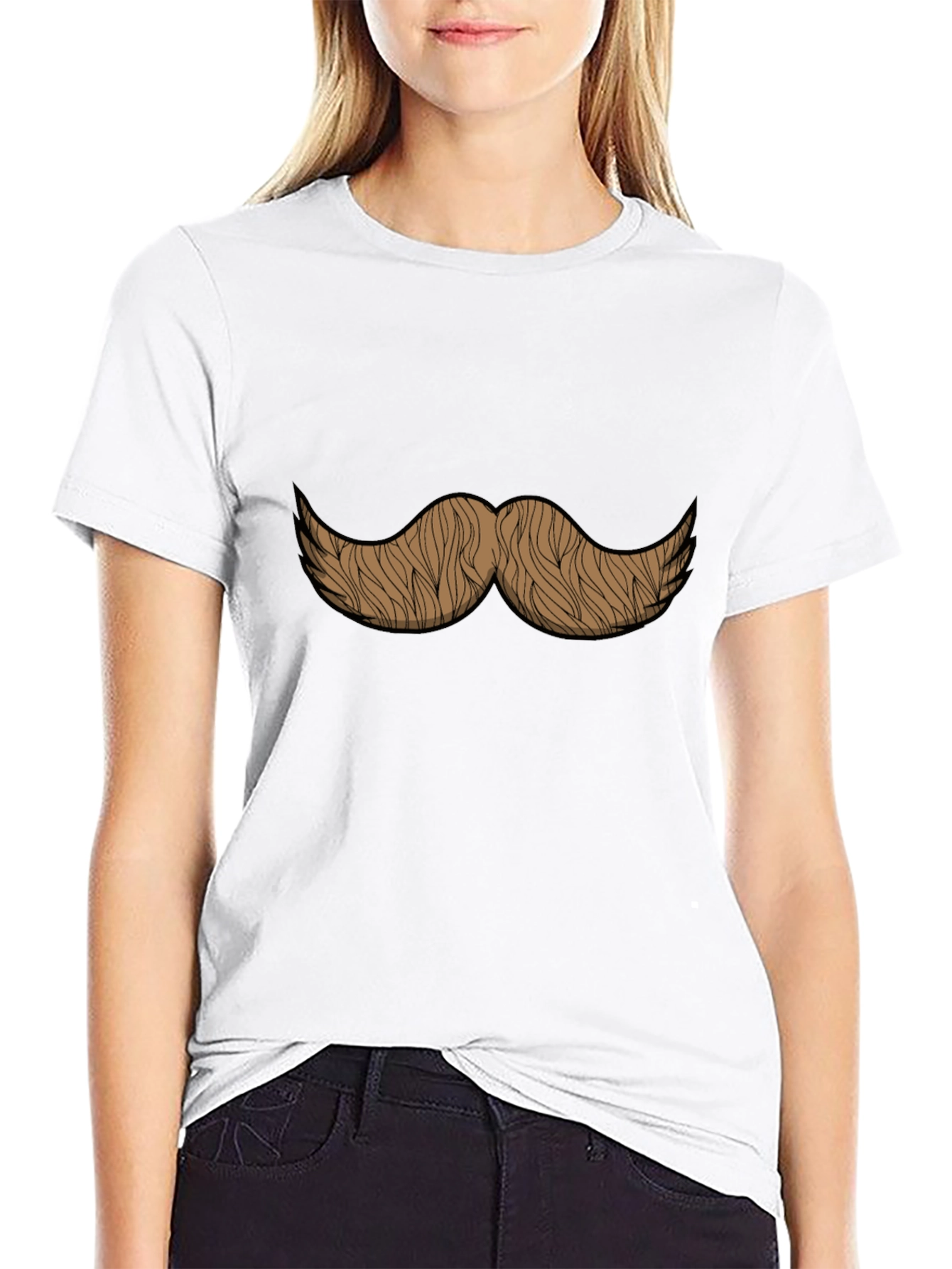 Moustache Graphic Print Black T-Shirt