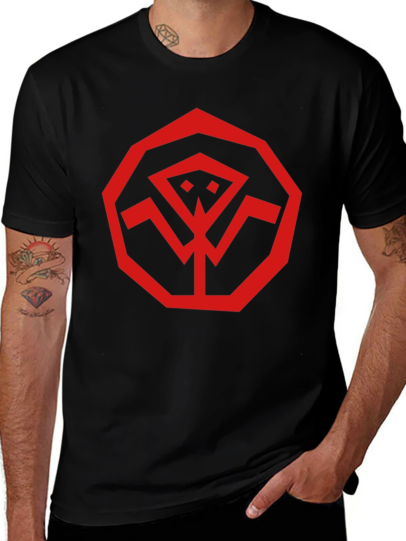 Red Symbol Black T-Shirt - Modern Style