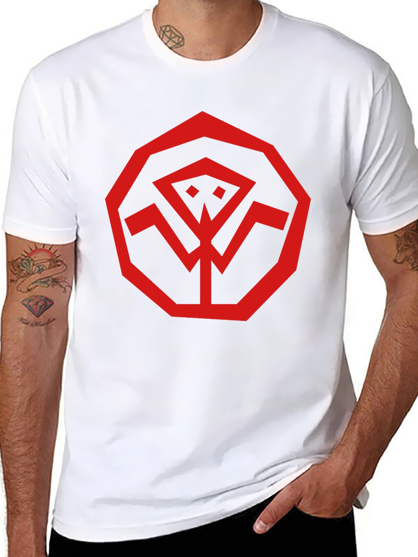 Red Symbol Black T-Shirt - Modern Style