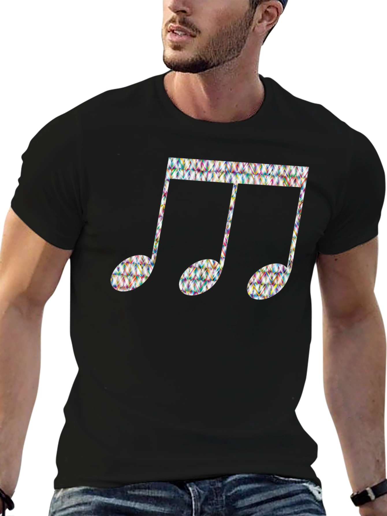 Music Note Graphic Black T-Shirt