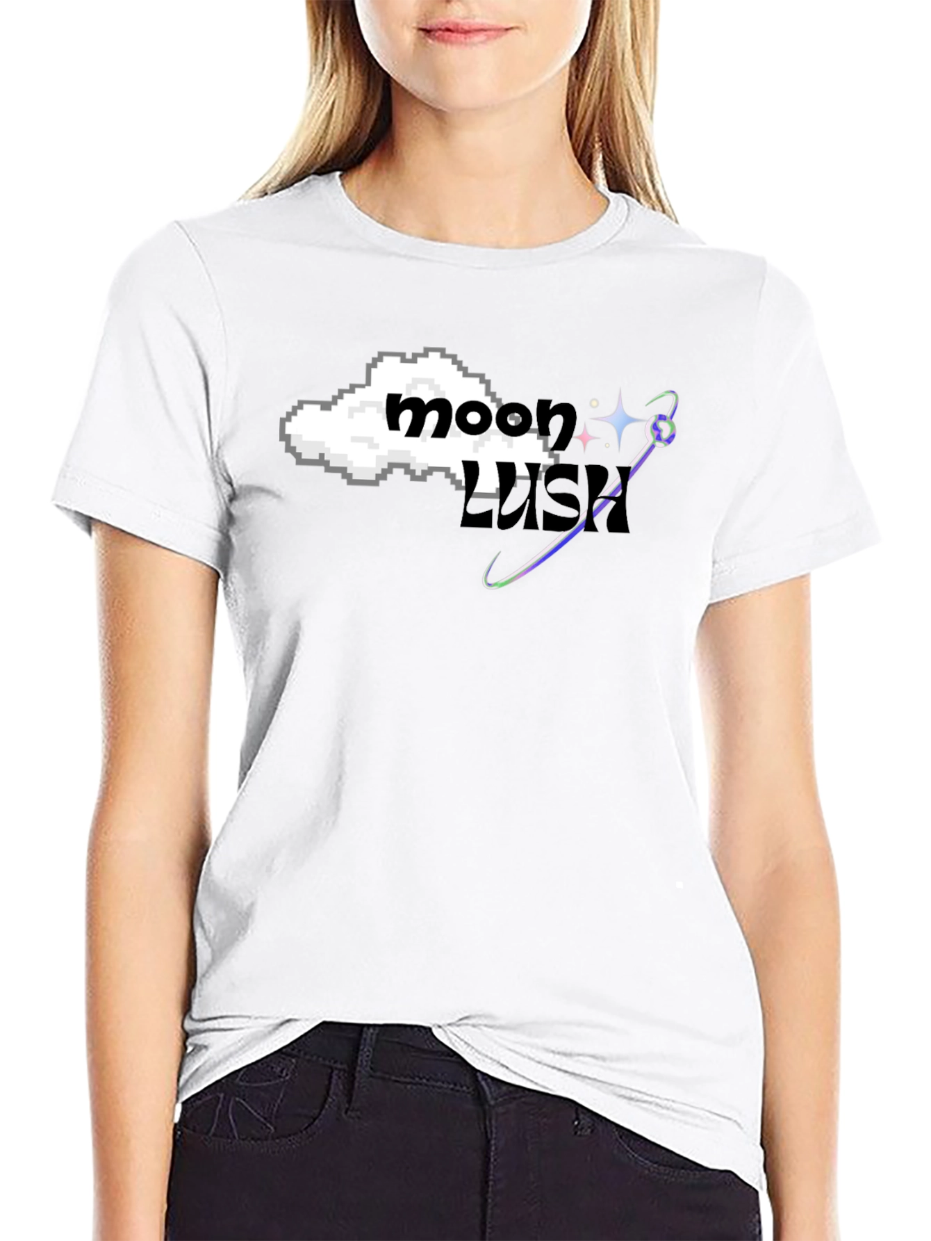 Moon Lush Graphic Tee - Black Cotton Blend