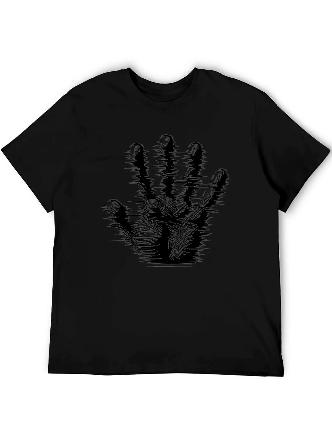 Abstract Hand Print Black T-Shirt