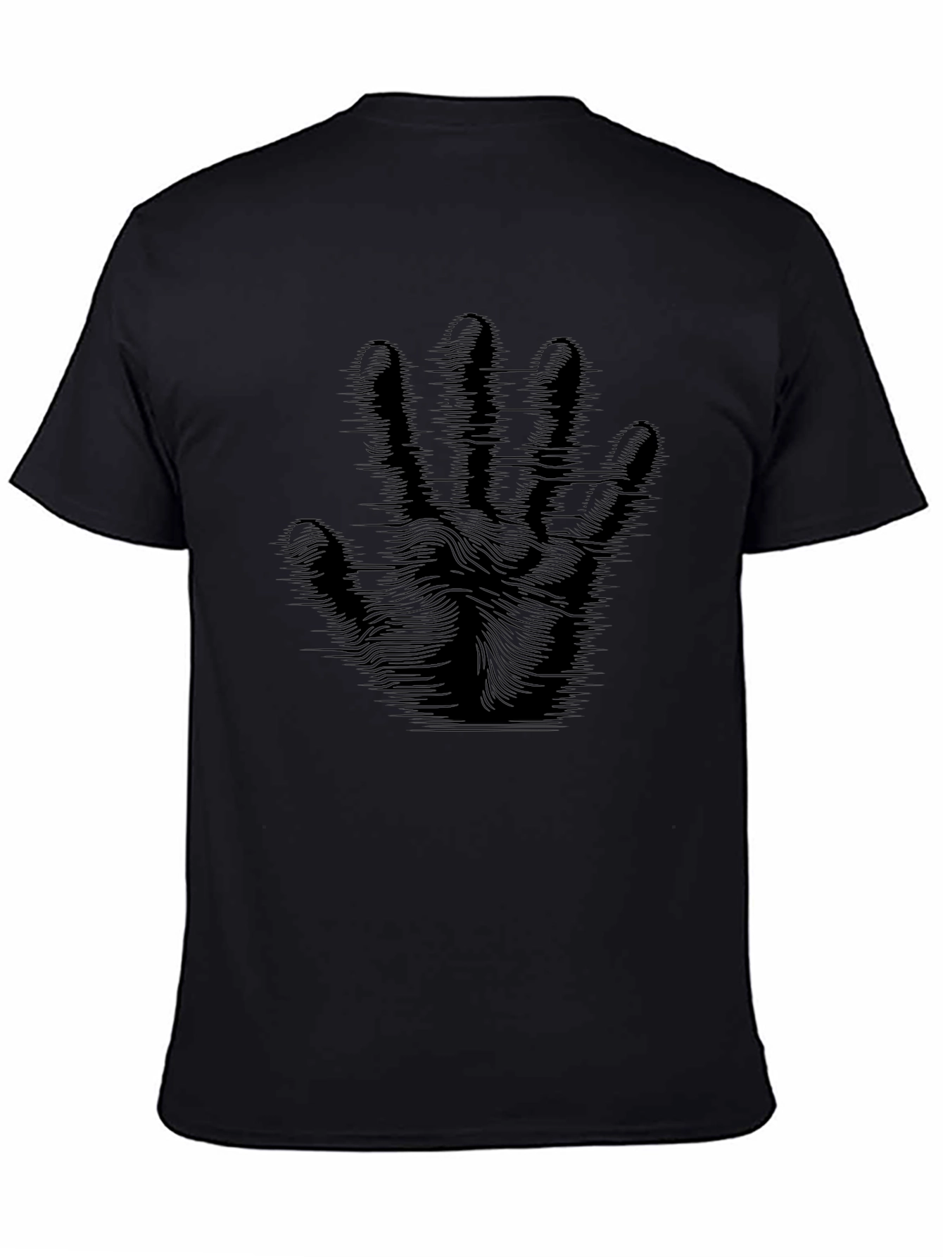 Abstract Hand Print Black T-Shirt