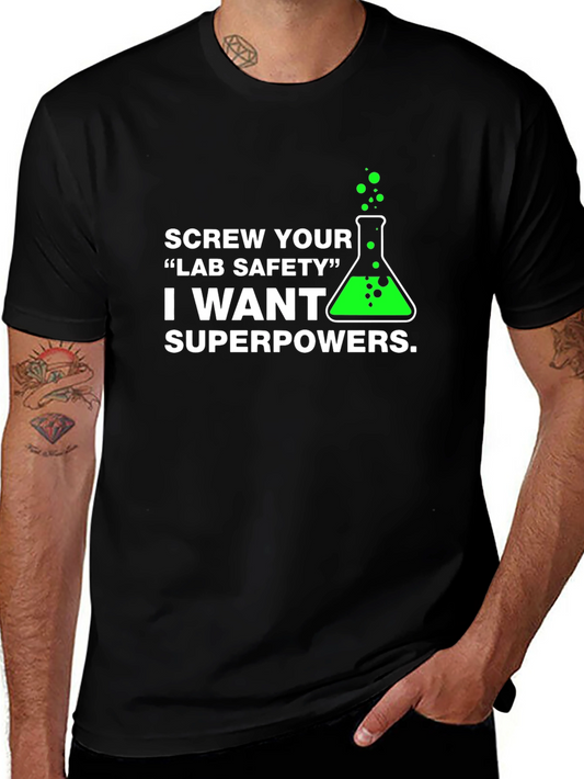 Lab Safety Superpowers T-Shirt - Black Science Humor Tee
