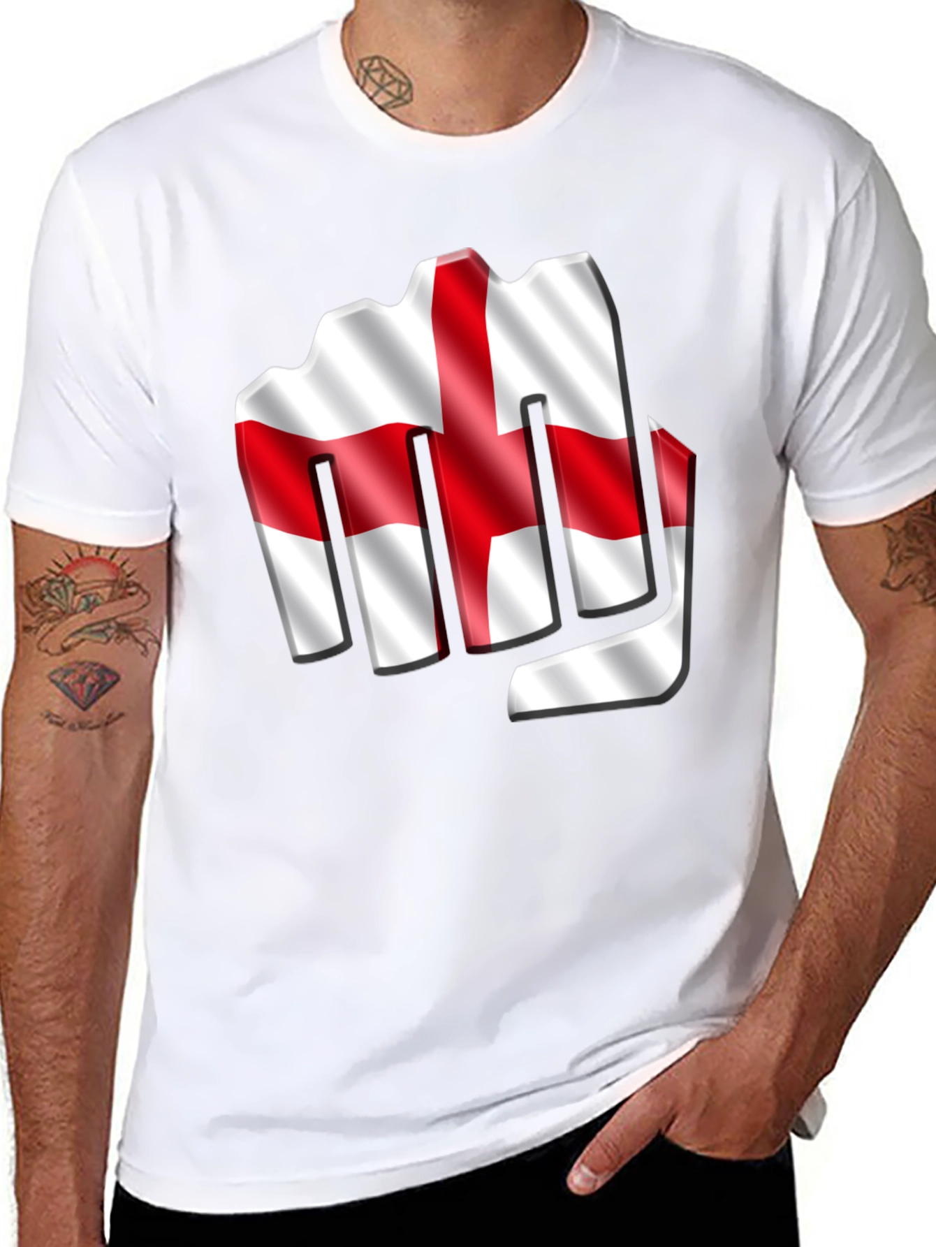 England Flag Fist T-Shirt - Show Your Support!