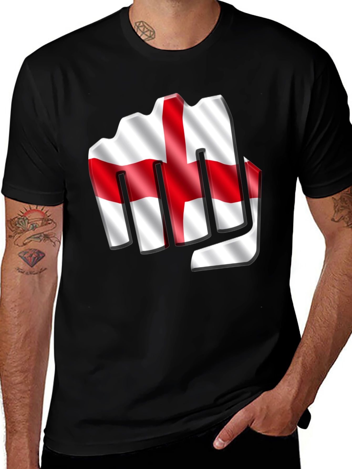 England Flag Fist T-Shirt - Show Your Support!