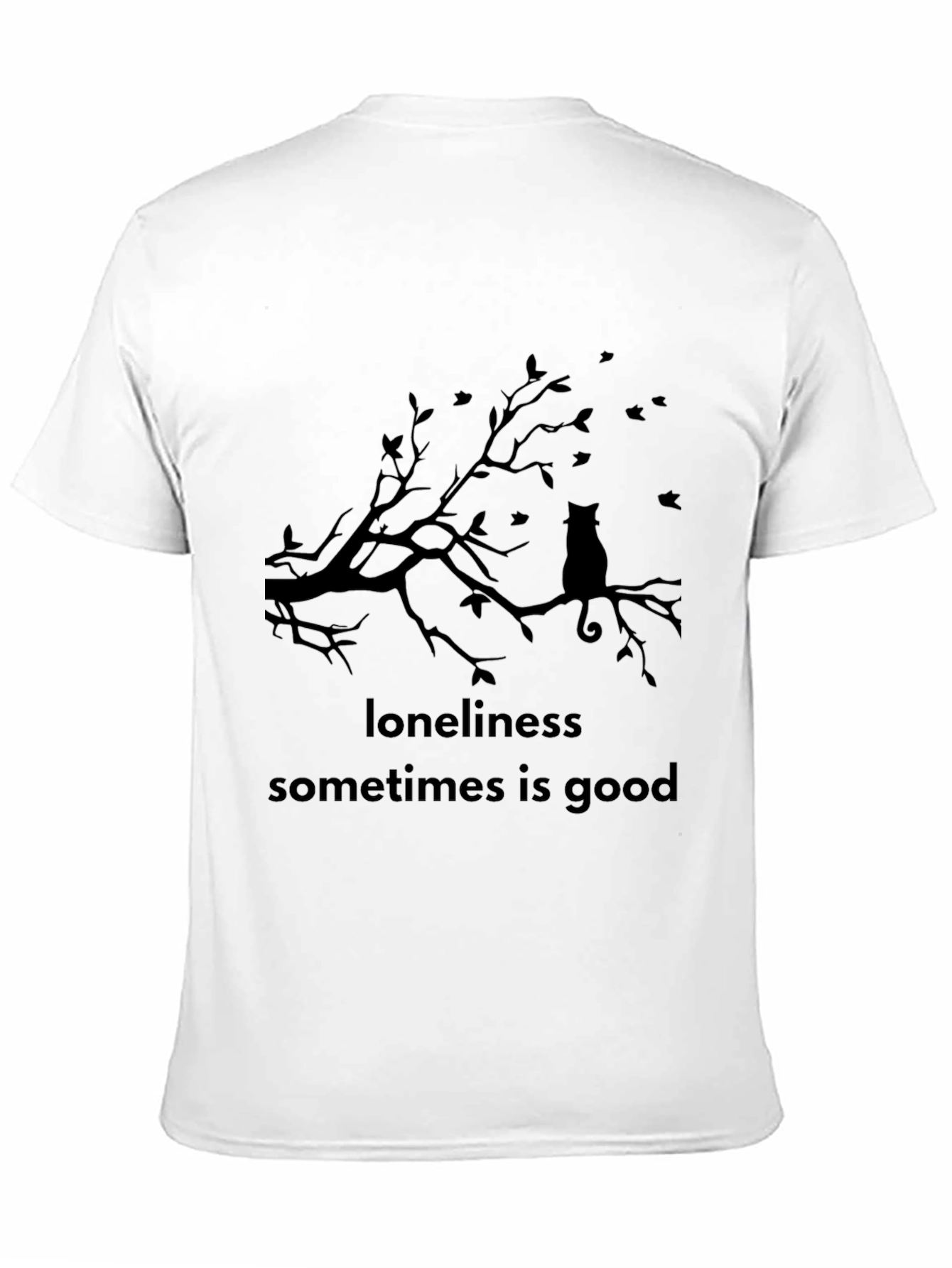Loneliness is Good Cat Tee - Black Graphic T-Shirt