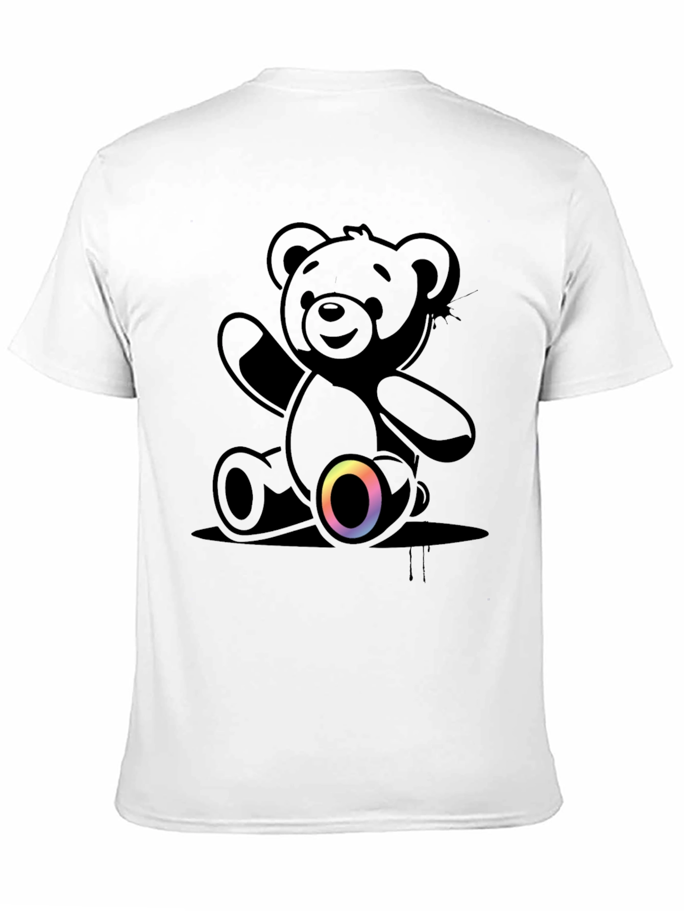 Black Teddy Bear Graphic T-Shirt - Casual Comfort