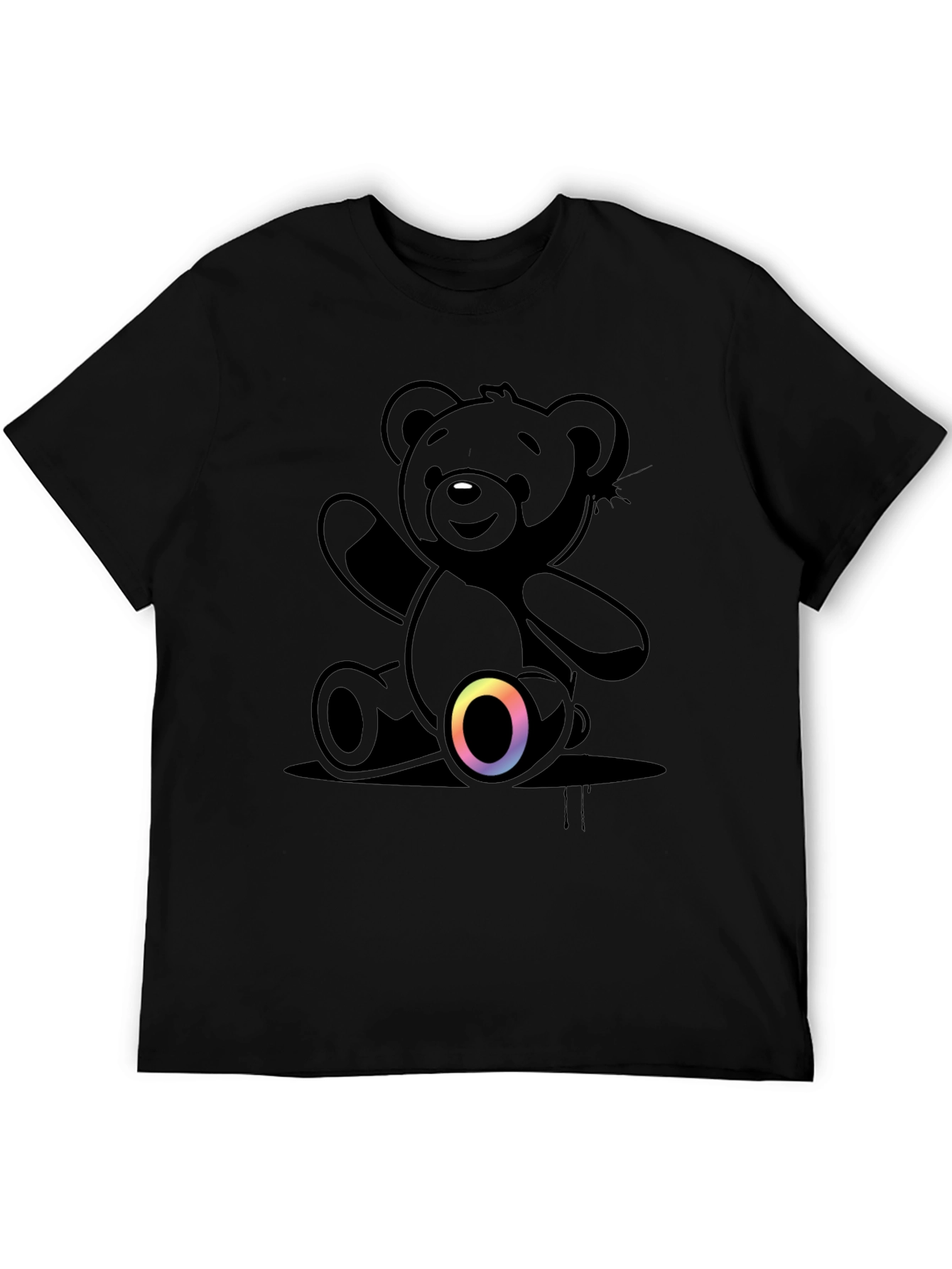 Black Teddy Bear Graphic T-Shirt - Casual Comfort