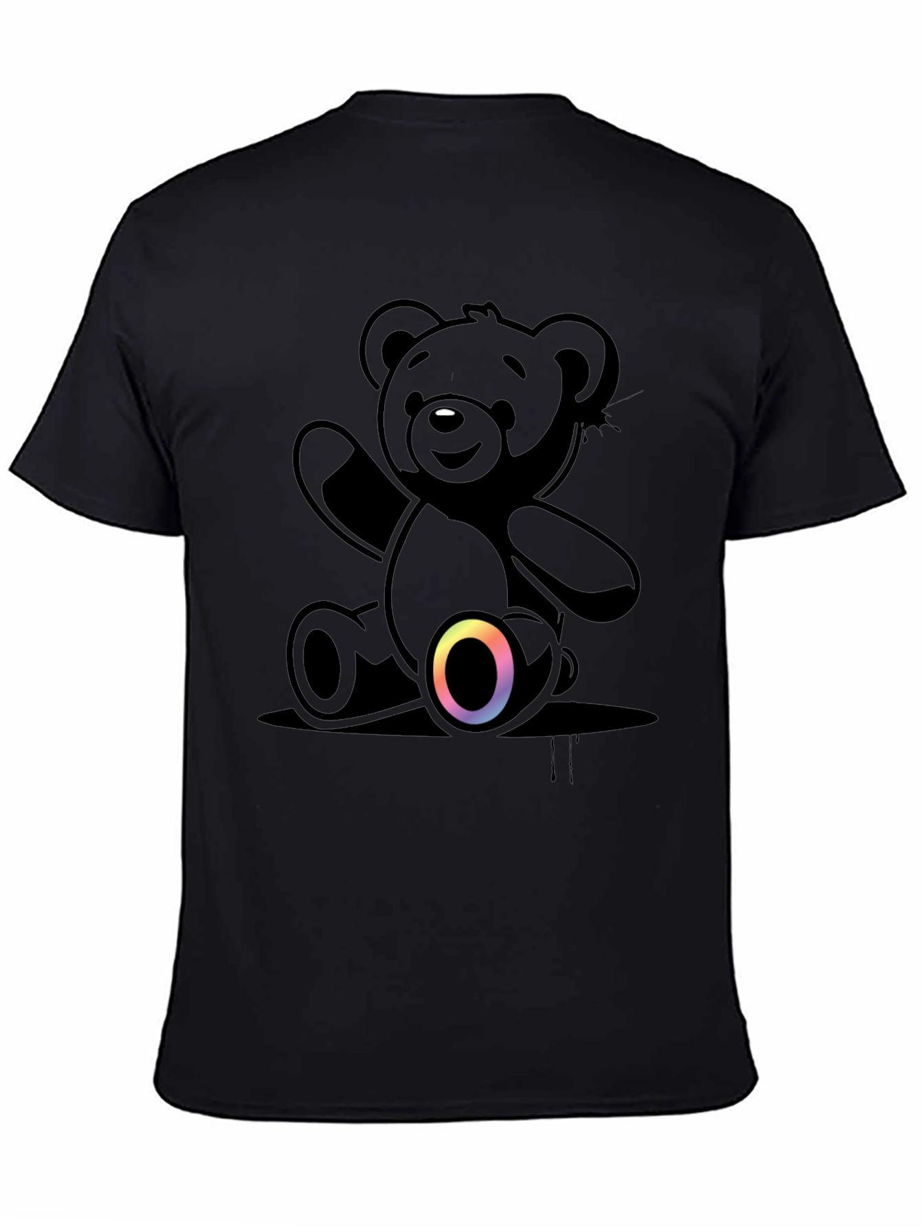 Black Teddy Bear Graphic T-Shirt - Casual Comfort