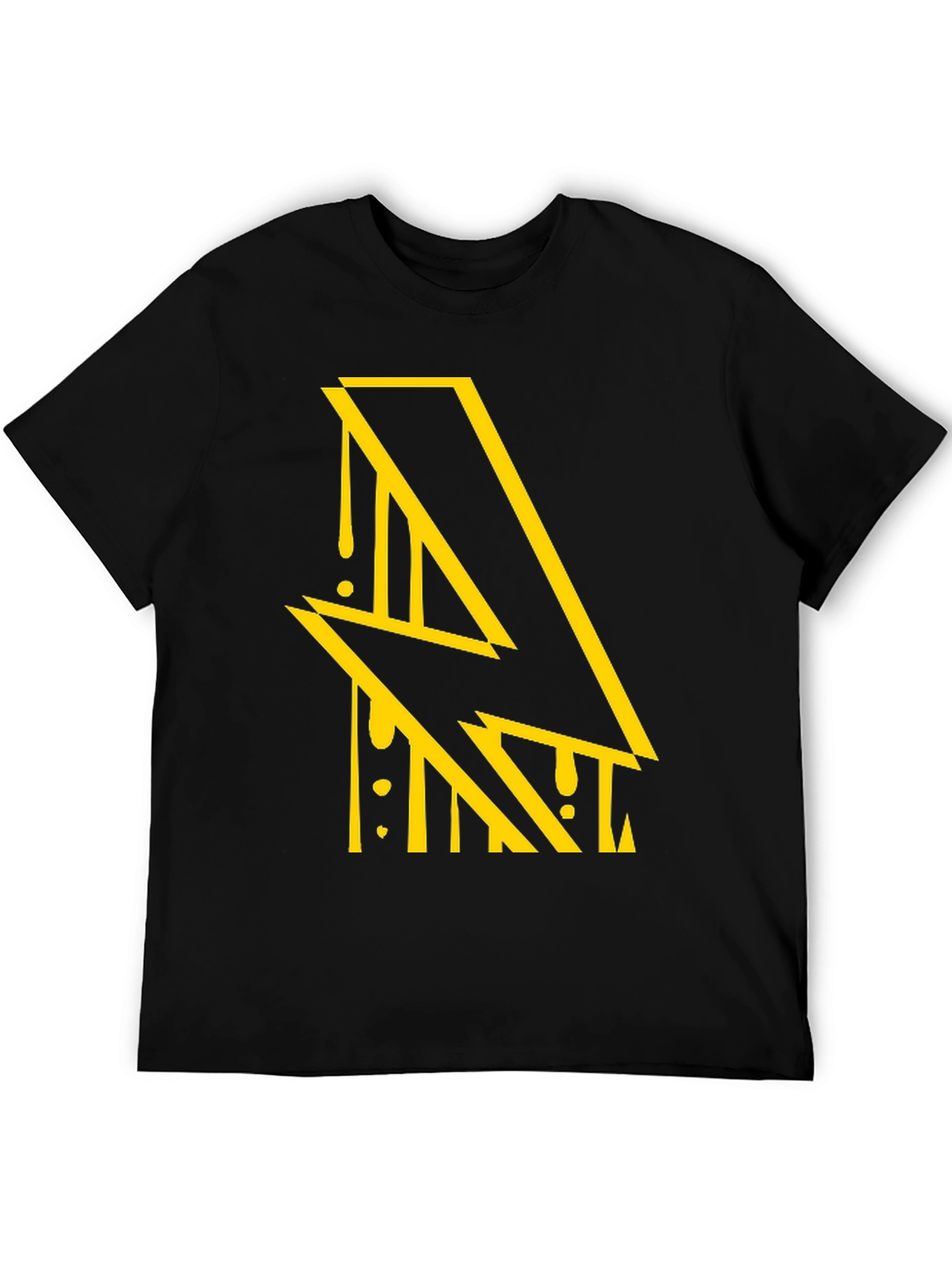 Edgy Lightning Bolt Graphic Black T-Shirt