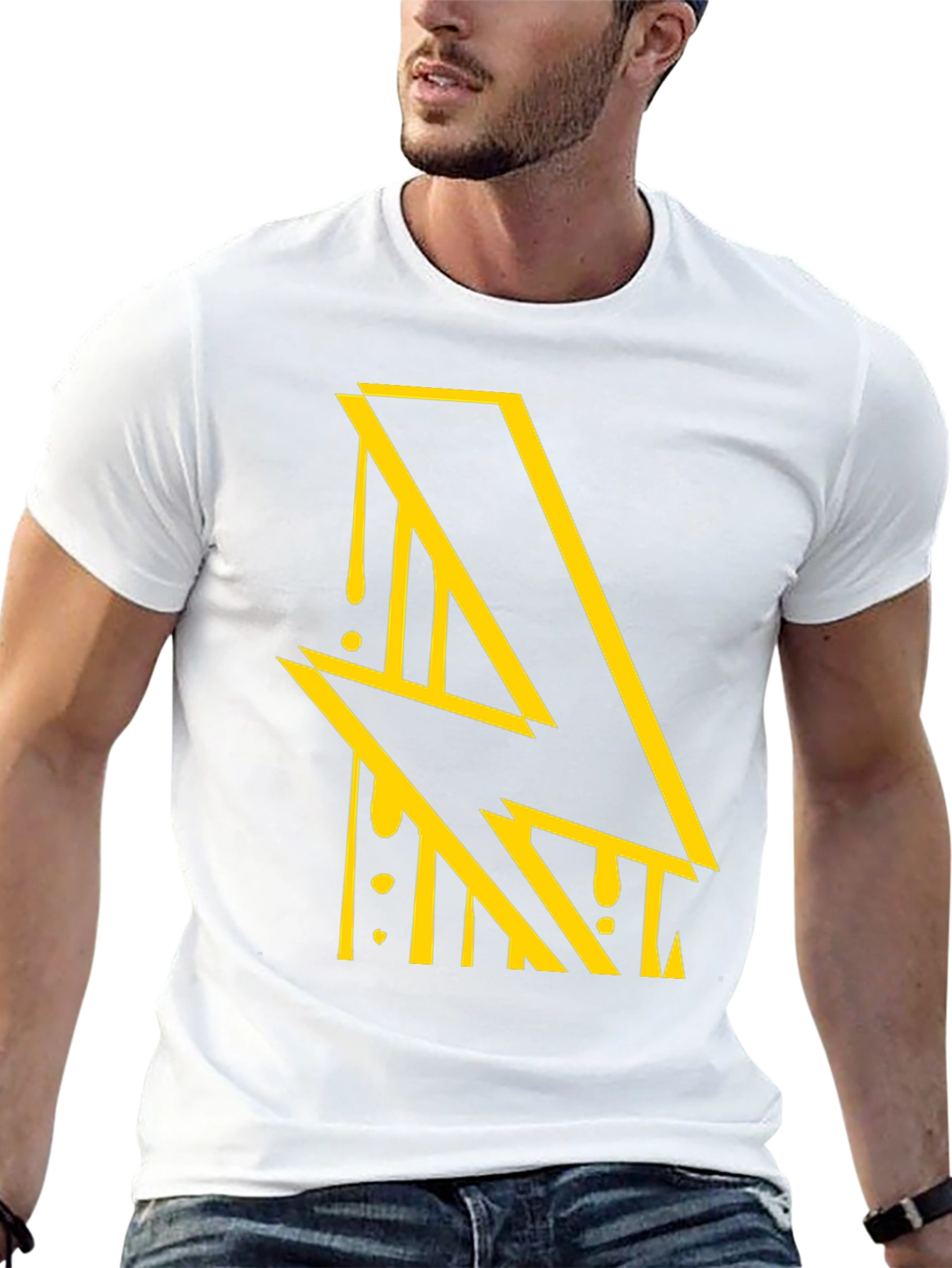 Edgy Lightning Bolt Graphic Black T-Shirt