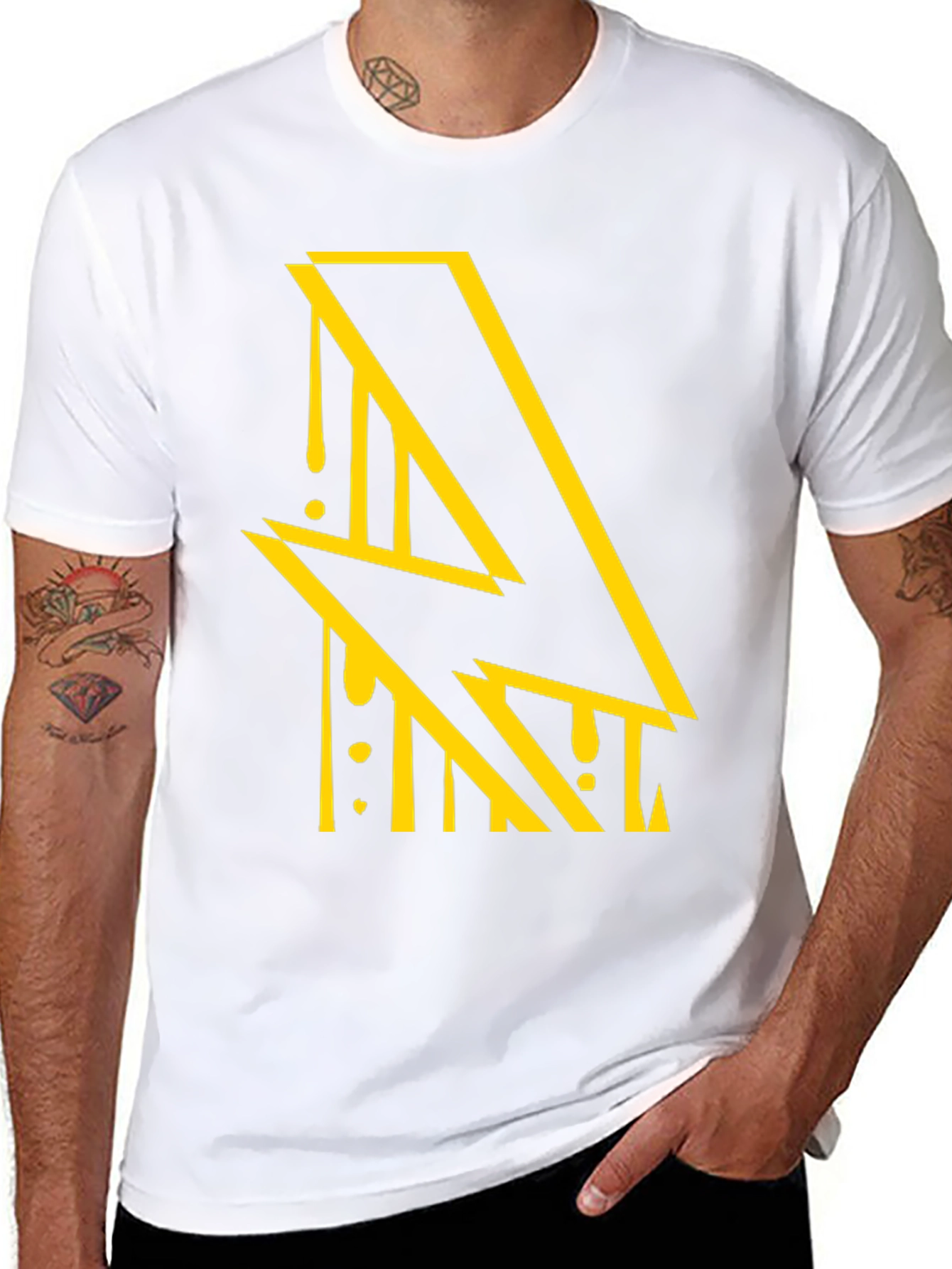 Edgy Lightning Bolt Graphic Black T-Shirt