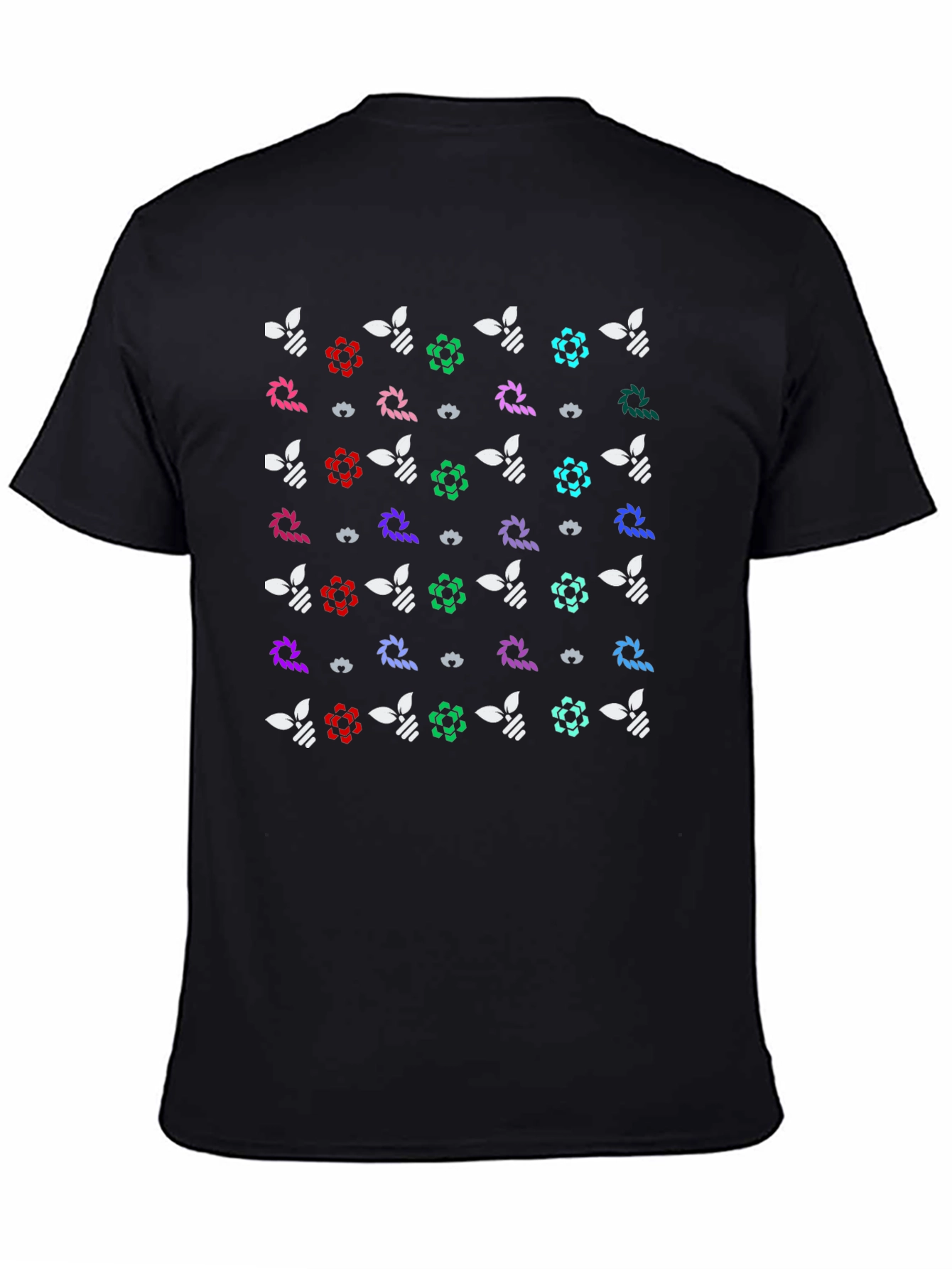 Floral Pattern Black T-Shirt for Men