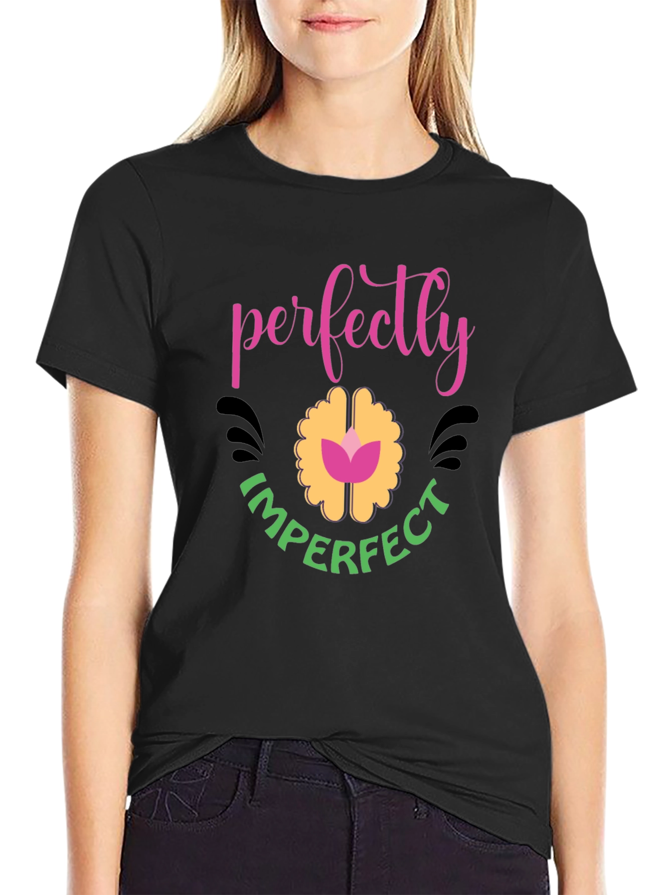Perfectly Imperfect Graphic T-Shirt - Black