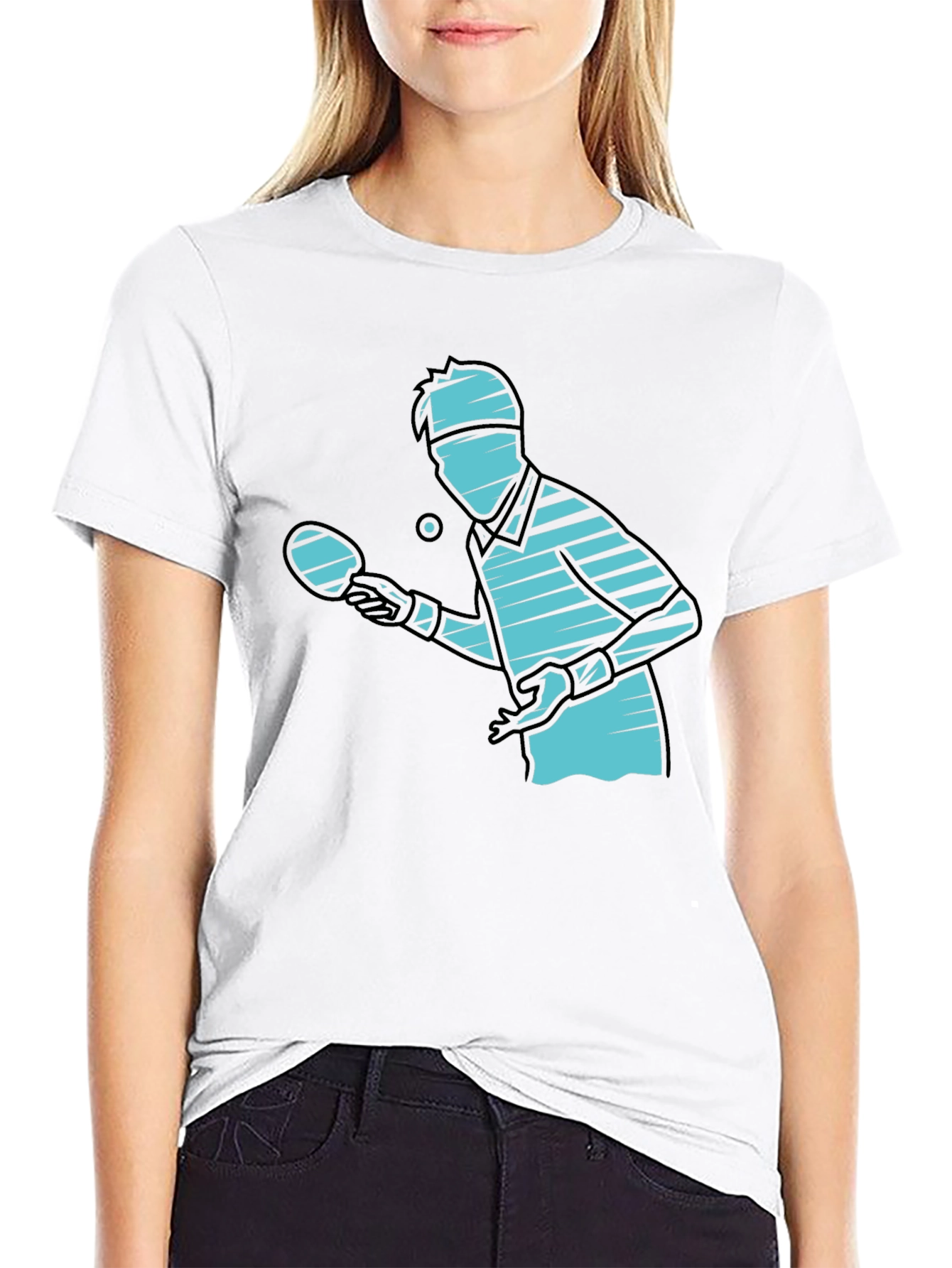 Ping Pong Player Graphic Tee - Black