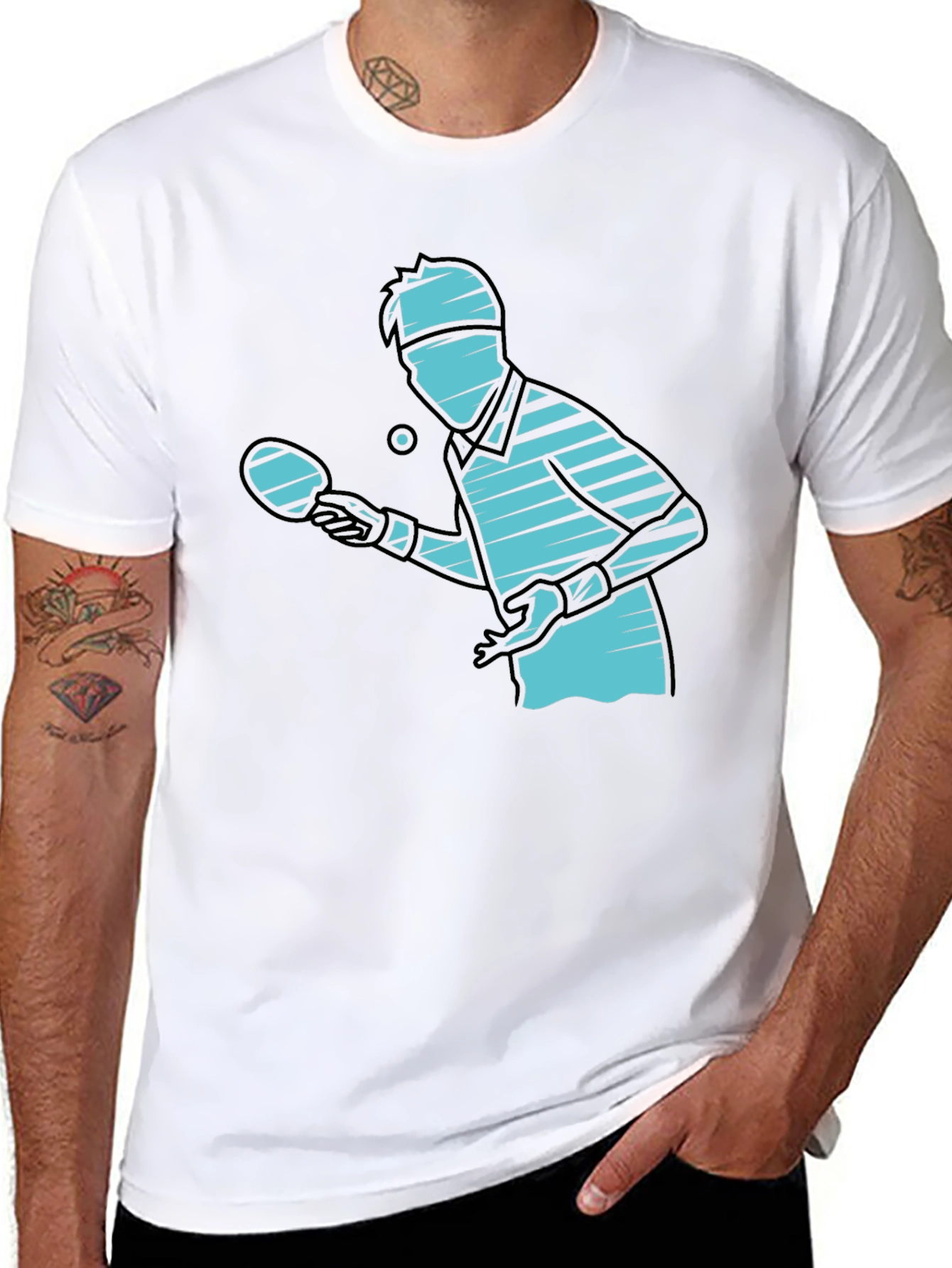 Ping Pong Player Graphic Tee - Black