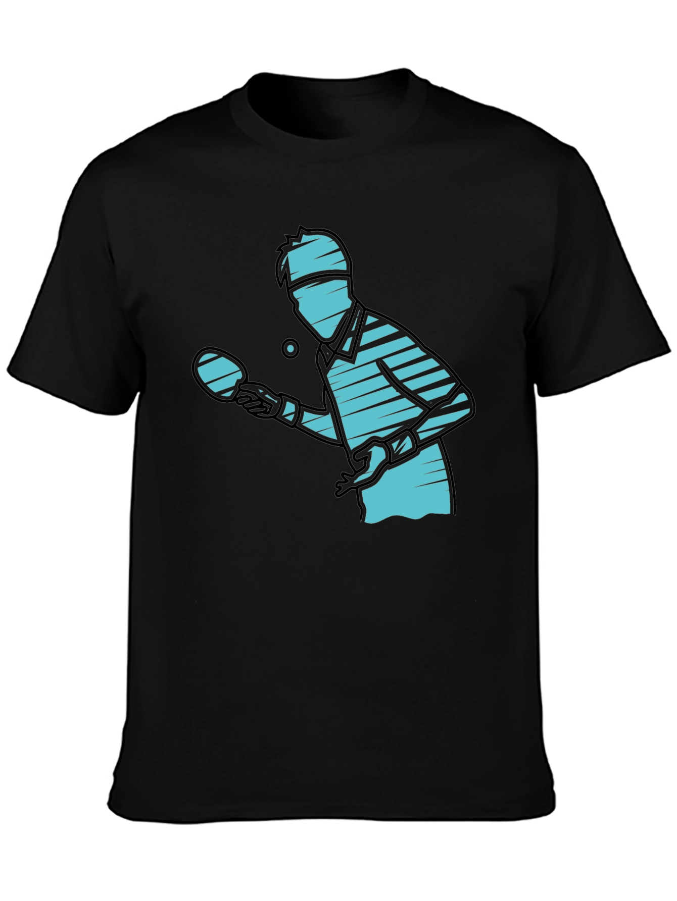Ping Pong Player Graphic Tee - Black