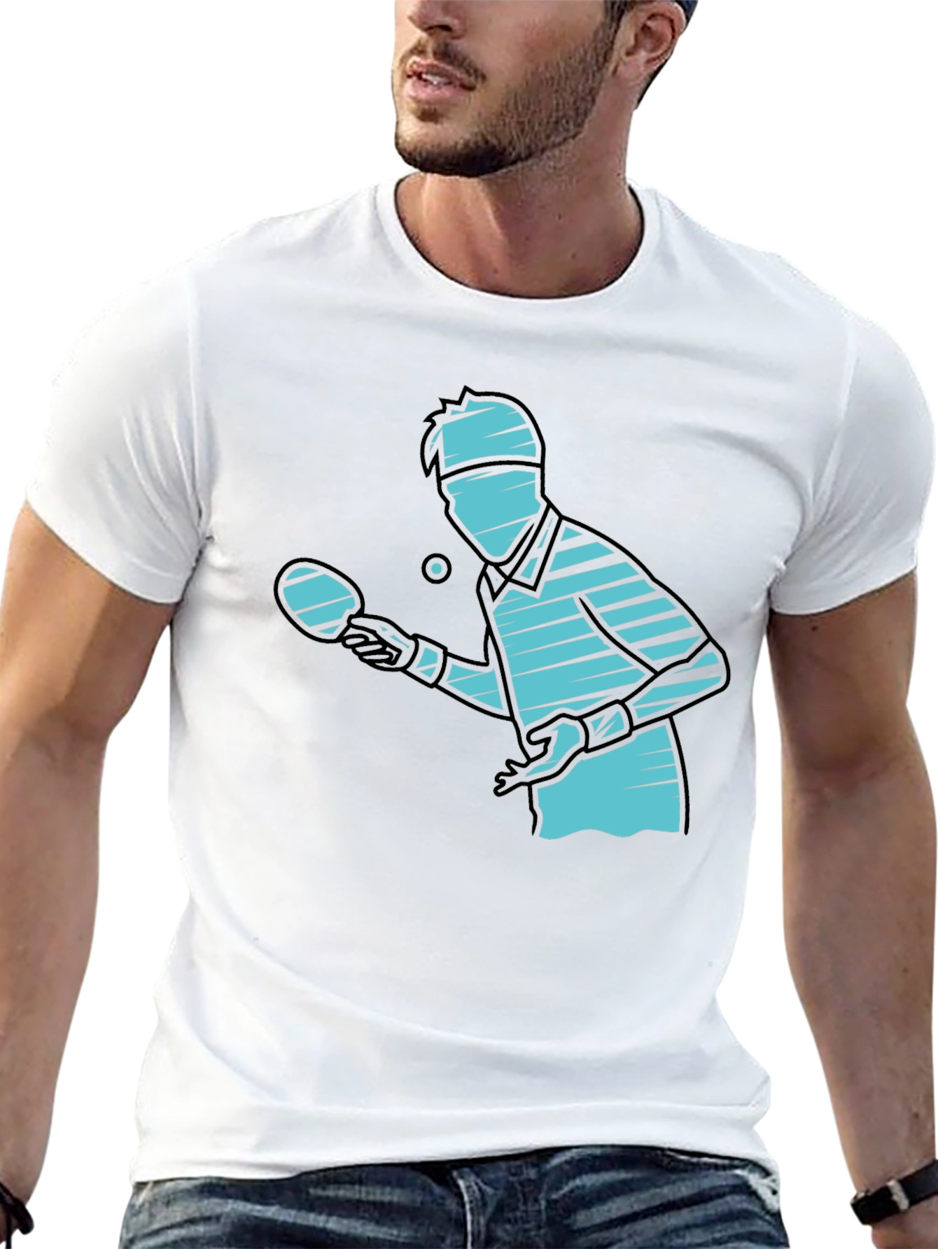 Ping Pong Player Graphic Tee - Black