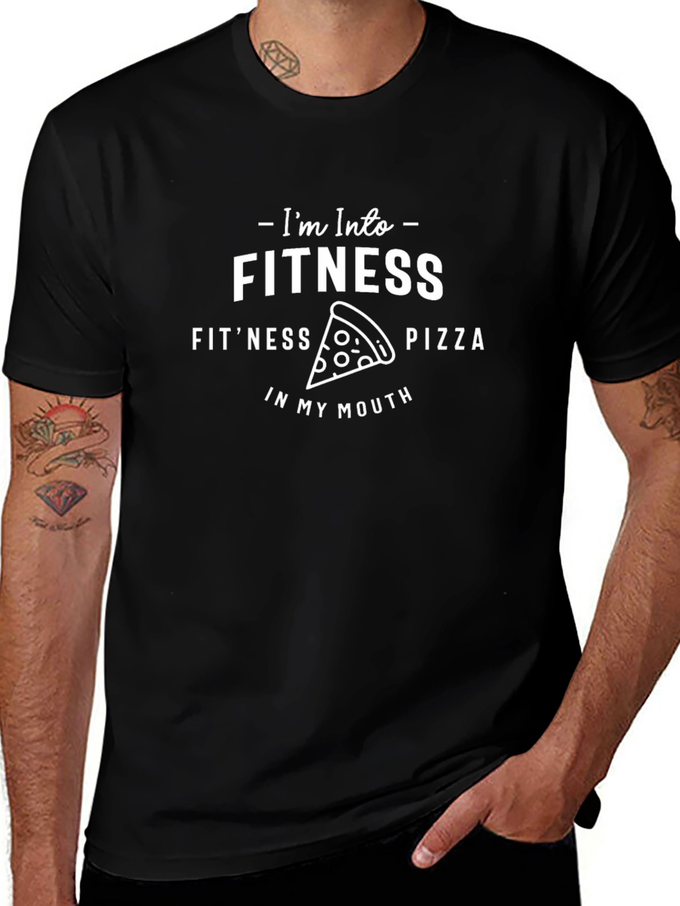 Fitness Pizza Funny Graphic T-Shirt