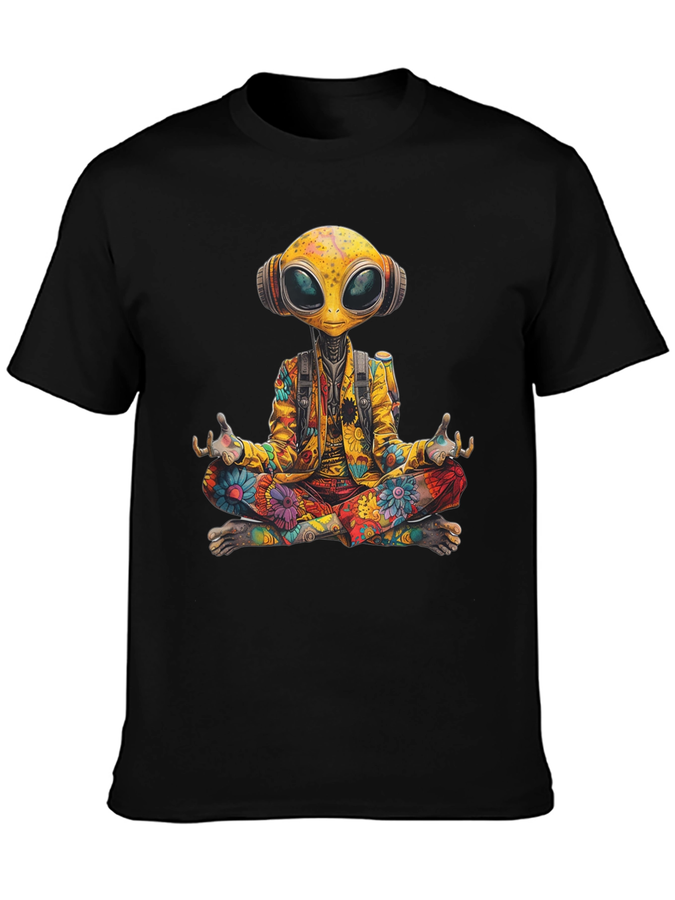 Meditating Alien T-Shirt - Cosmic Comfort