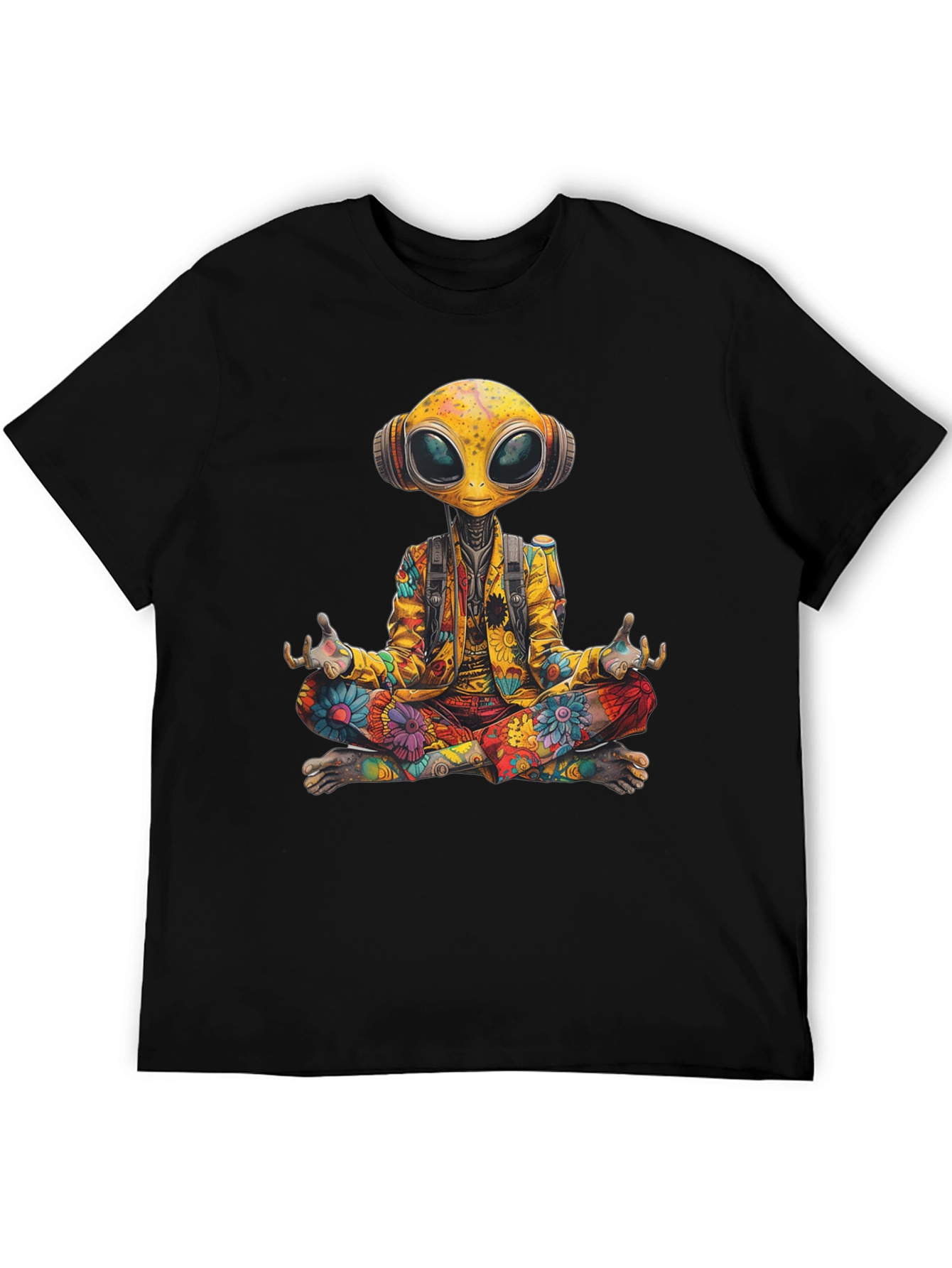 Meditating Alien T-Shirt - Cosmic Comfort