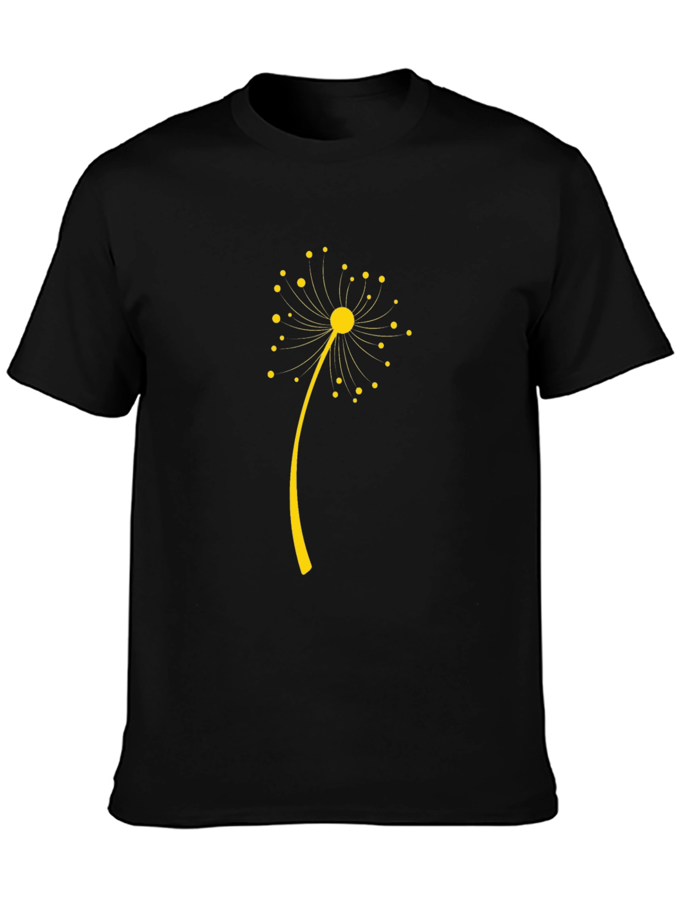 Black T-Shirt with Dandelion Graphic