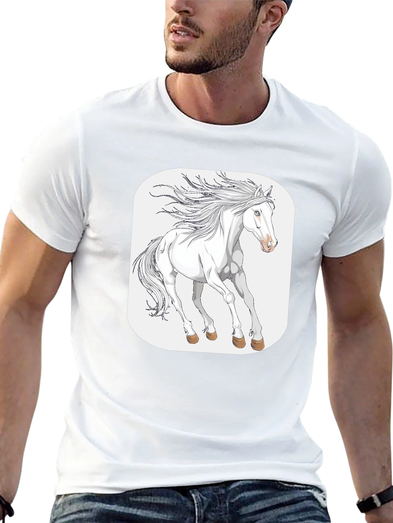 White Horse Graphic Tee - Stylish Comfort