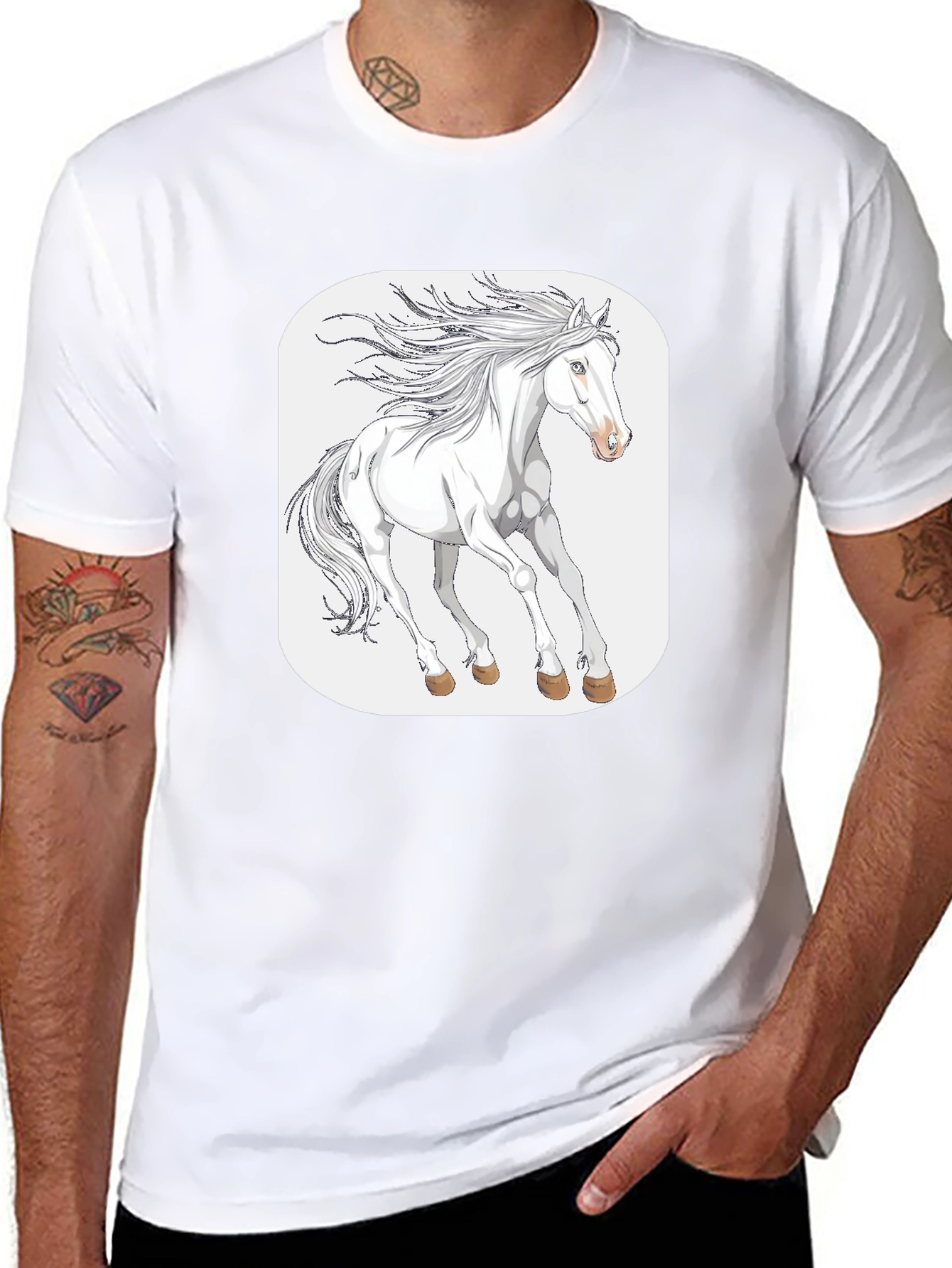 White Horse Graphic Tee - Stylish Comfort