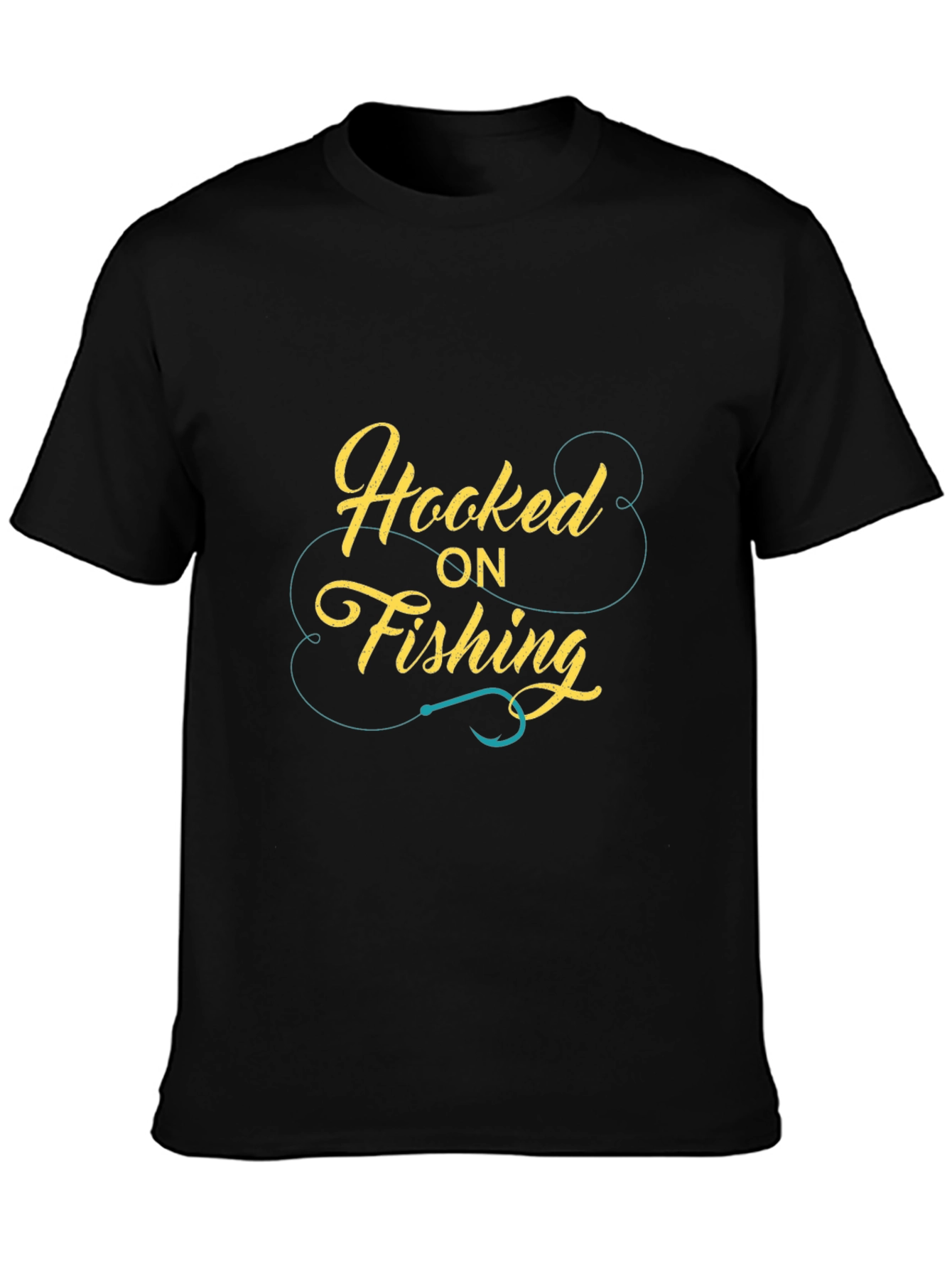 Hooked On Fishing Graphic Tee Black Casual Fit