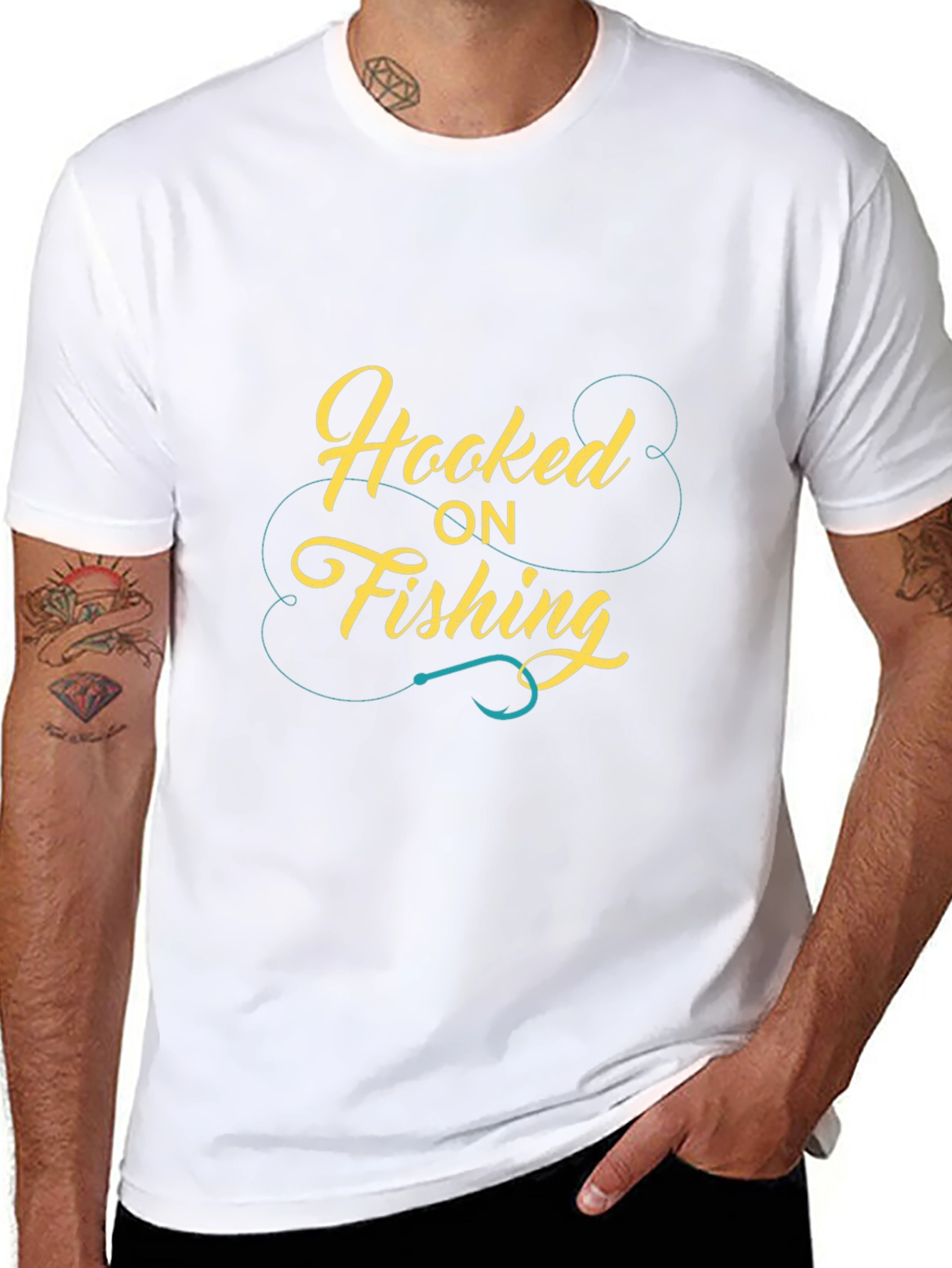Hooked On Fishing Graphic Tee Black Casual Fit