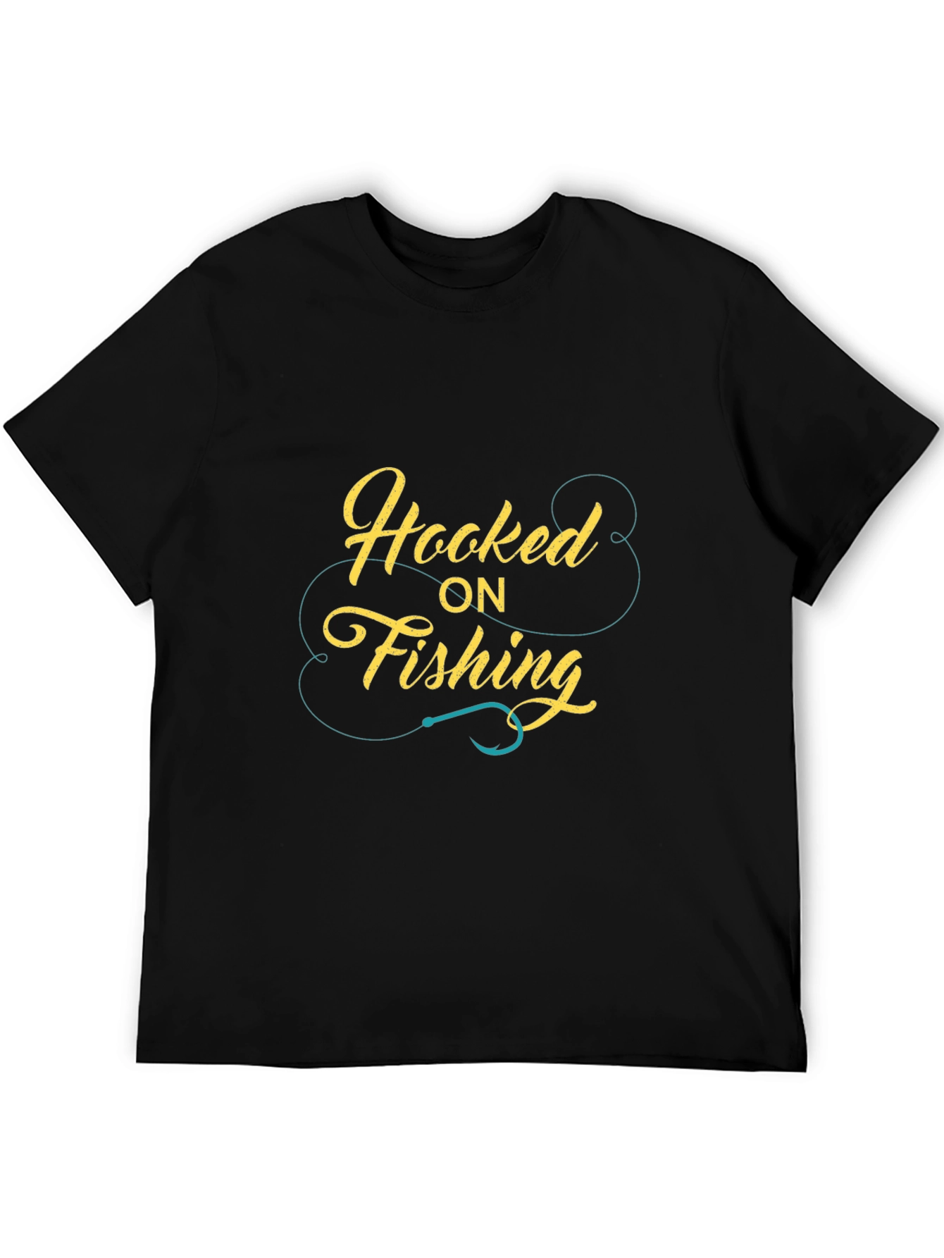 Hooked On Fishing Graphic Tee Black Casual Fit