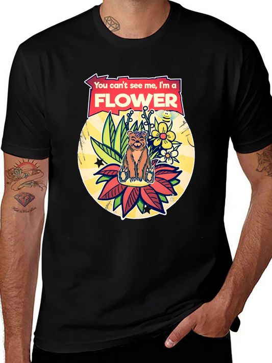 Funny Bear Flower T-Shirt - You Cant See Me
