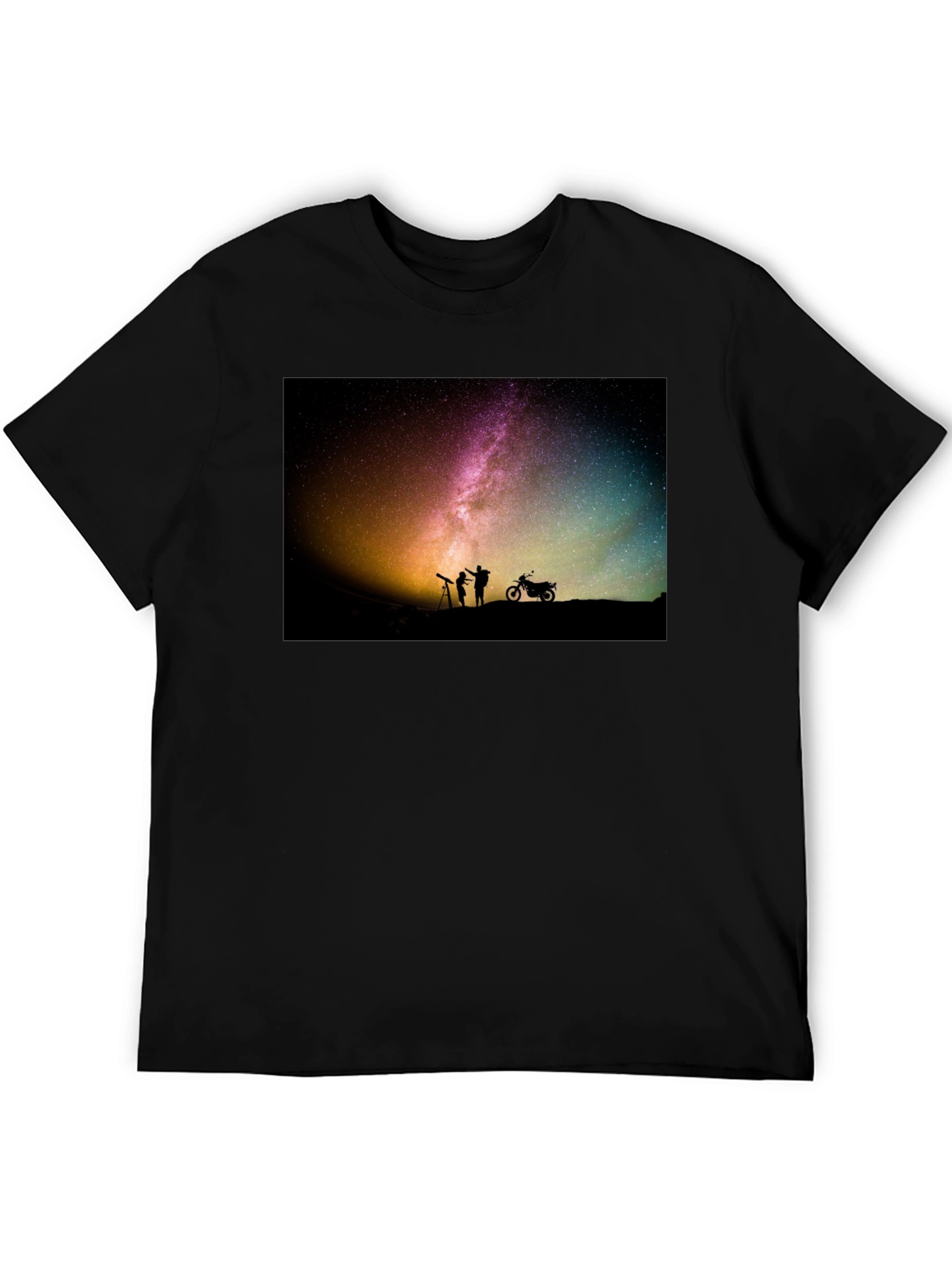 Starry Night T-Shirt - Astronomy & Motorcycle Design