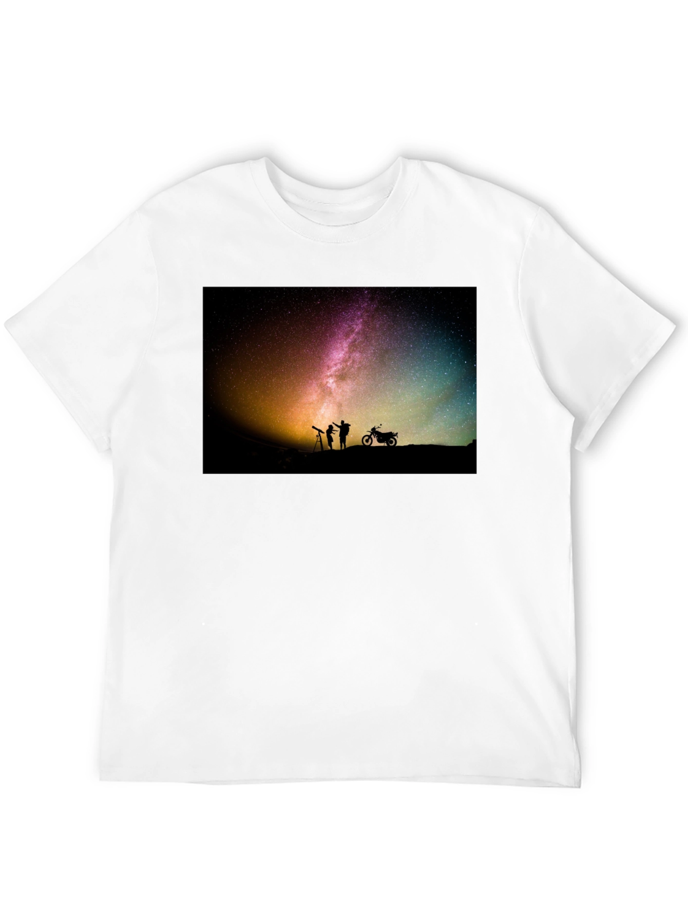 Starry Night T-Shirt - Astronomy & Motorcycle Design