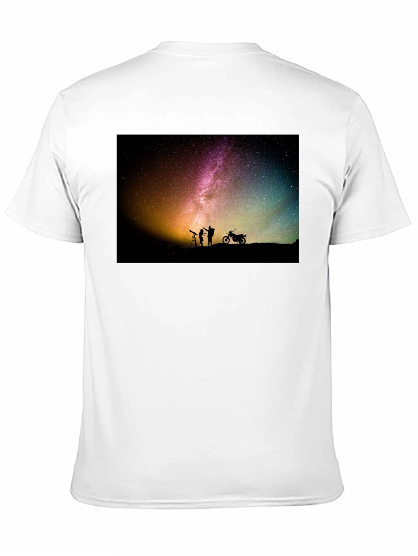 Starry Night T-Shirt - Astronomy & Motorcycle Design