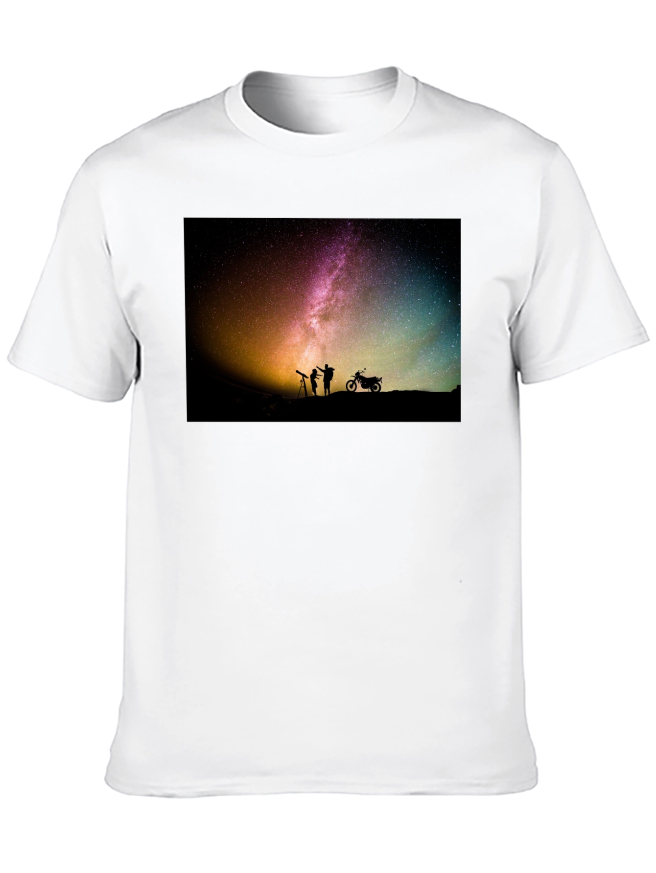 Starry Night T-Shirt - Astronomy & Motorcycle Design