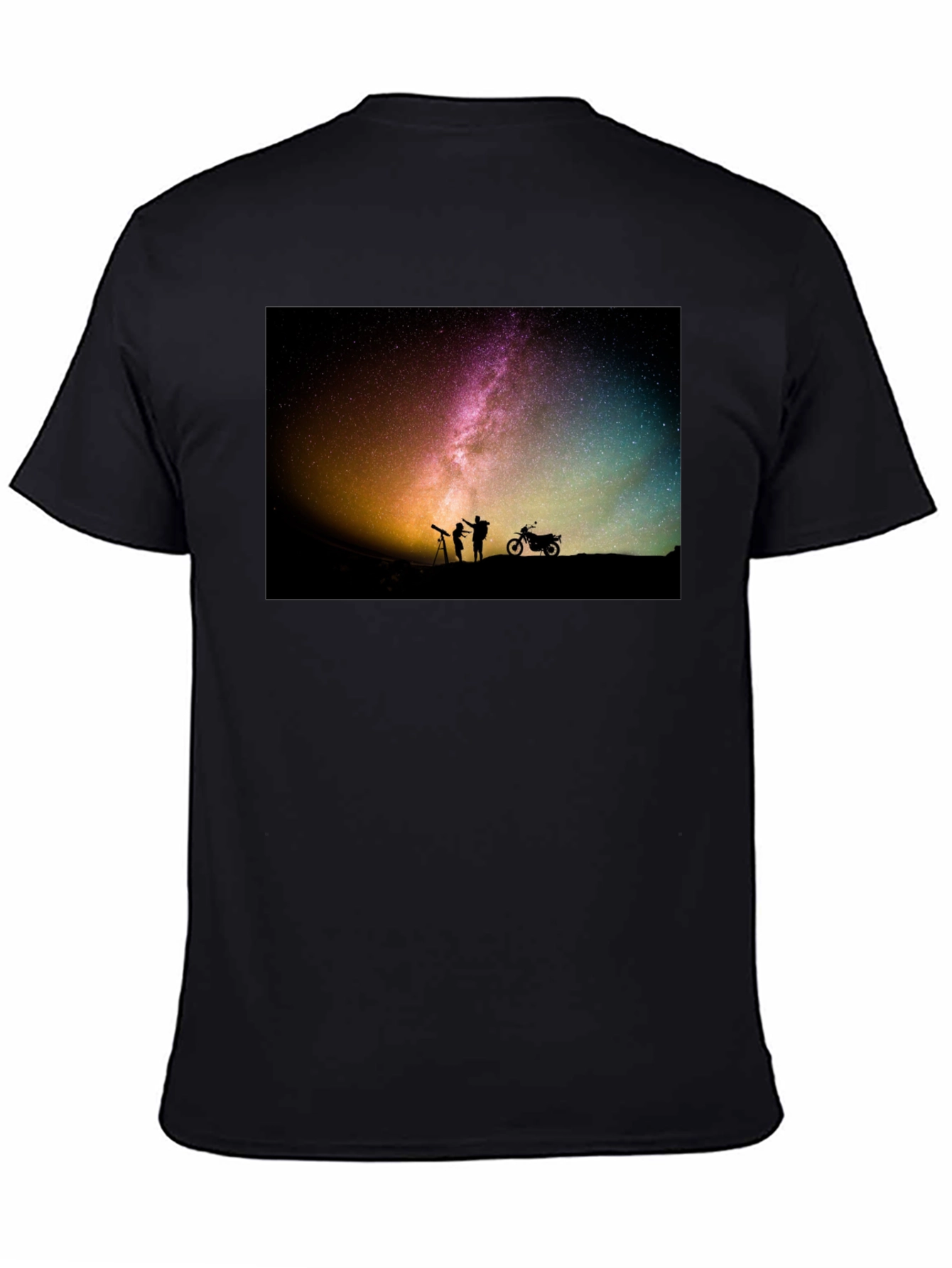 Starry Night T-Shirt - Astronomy & Motorcycle Design