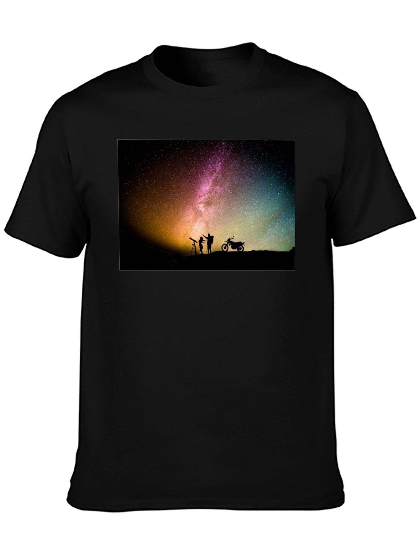 Starry Night T-Shirt - Astronomy & Motorcycle Design