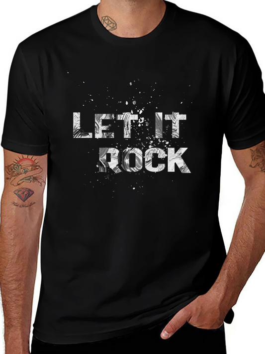 Let It Rock Graphic Print Tee - Stylish Black T-Shirt