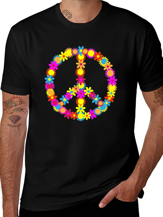 Floral Peace Sign Graphic T-Shirt