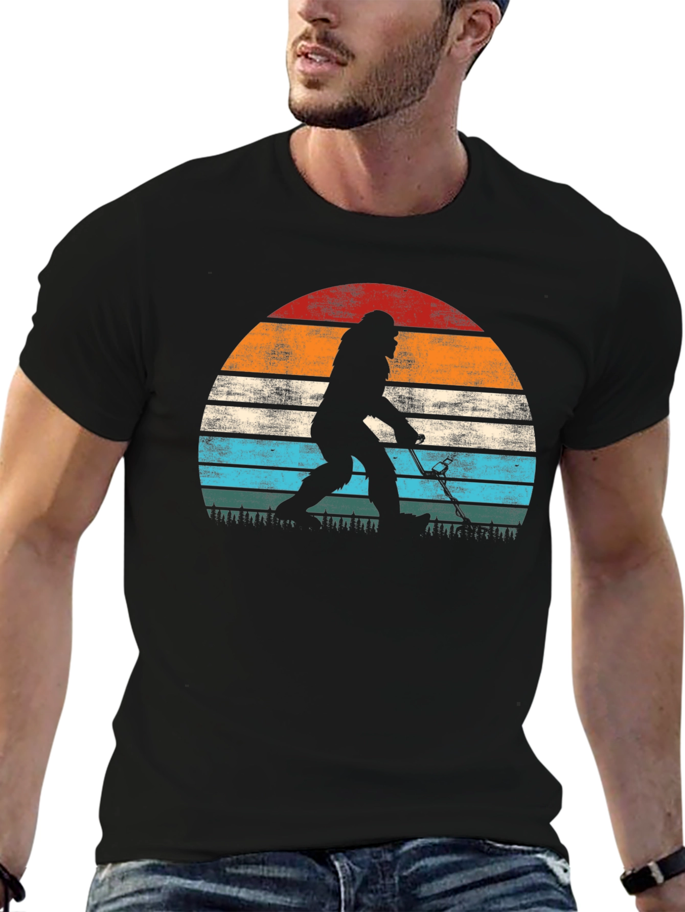Bigfoot Hockey Sunset Graphic T-Shirt