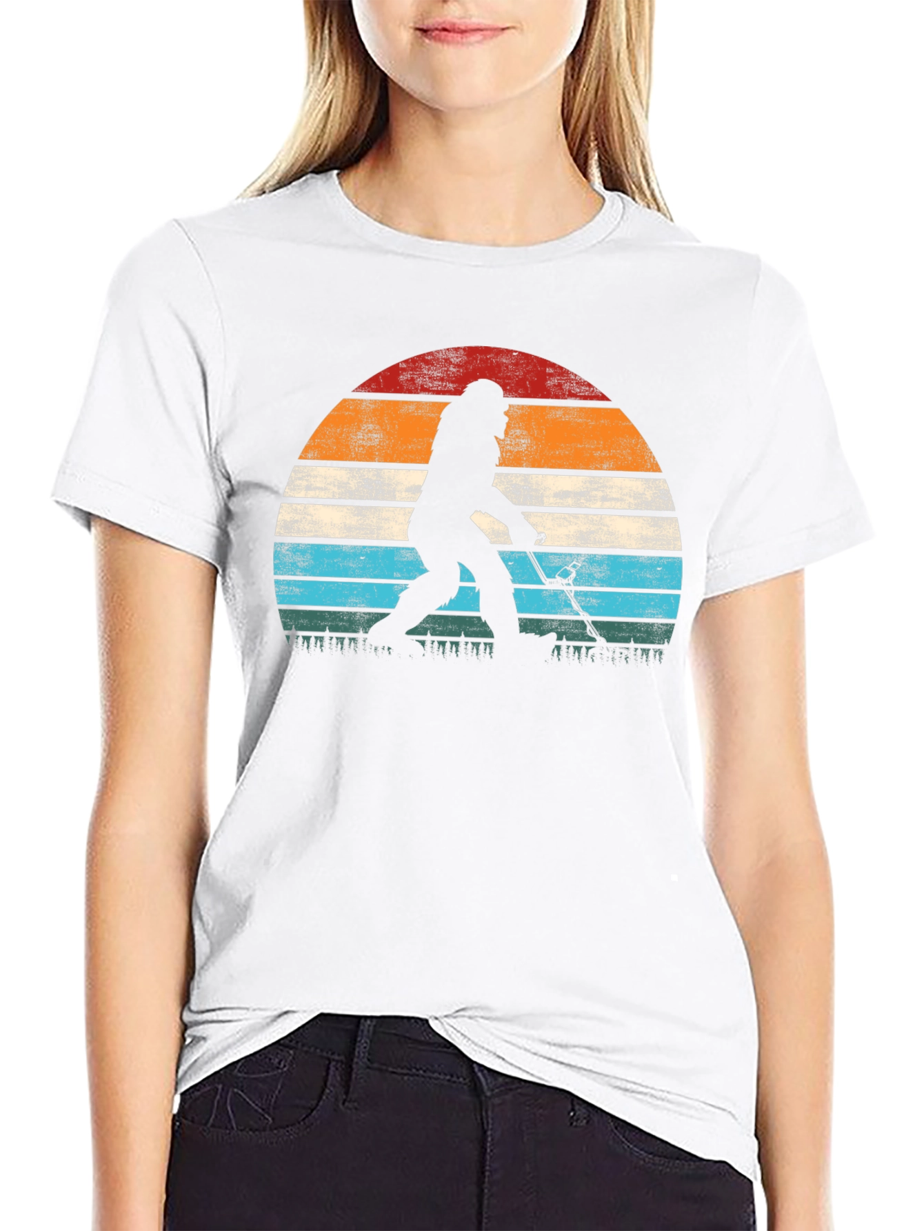 Bigfoot Hockey Sunset Graphic T-Shirt