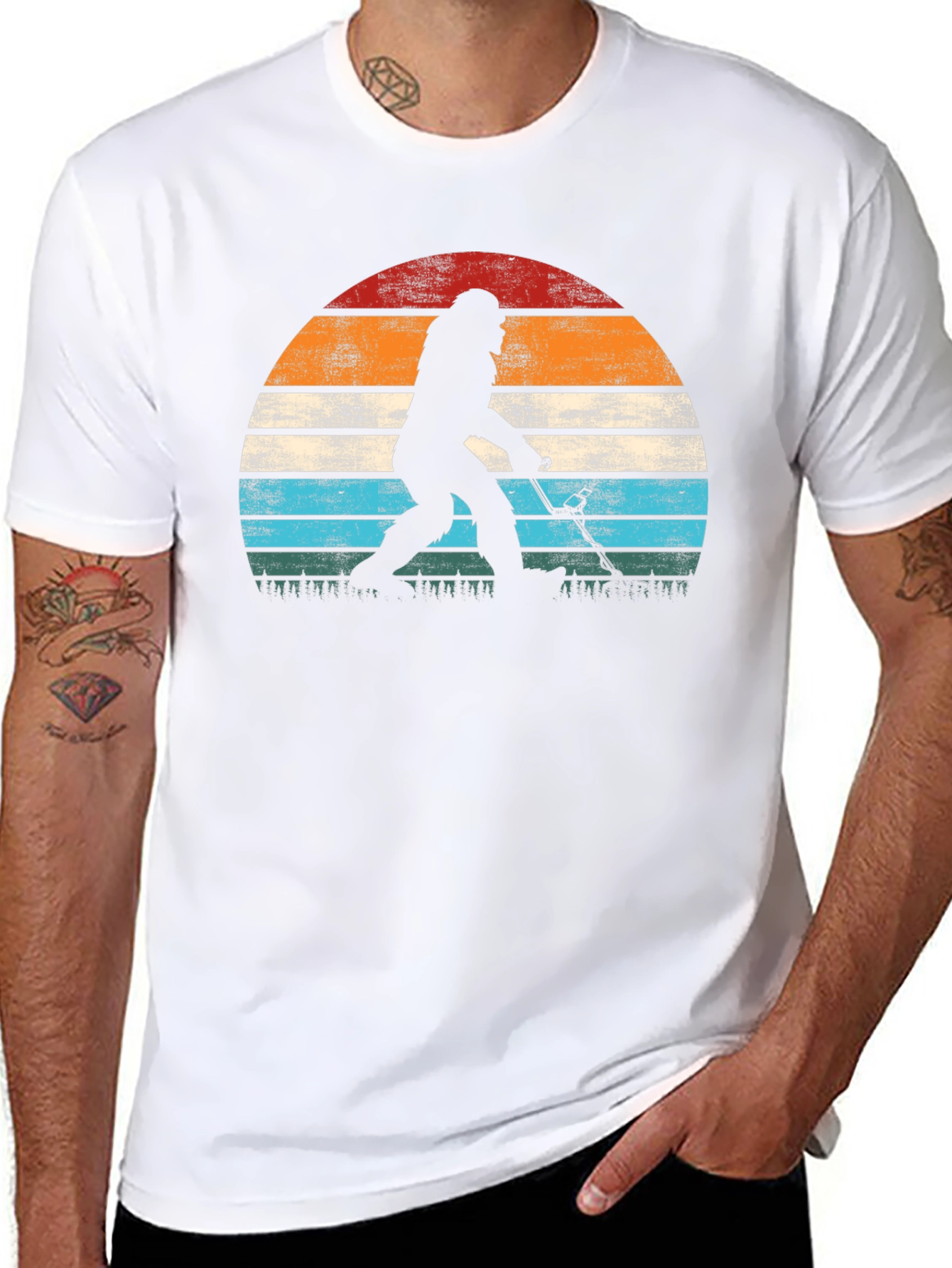 Bigfoot Hockey Sunset Graphic T-Shirt