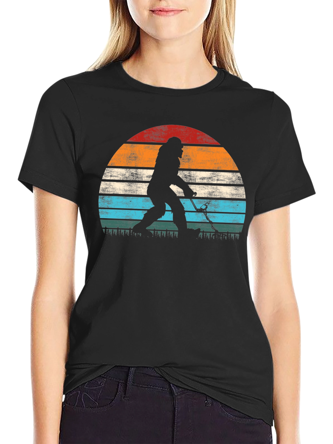Bigfoot Hockey Sunset Graphic T-Shirt