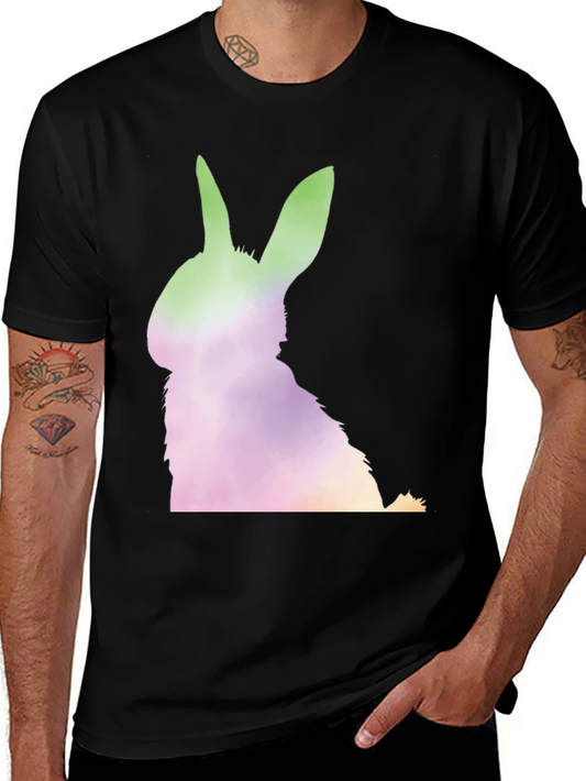 Watercolor Easter Bunny Graphic Tee - Black Unisex Shirt